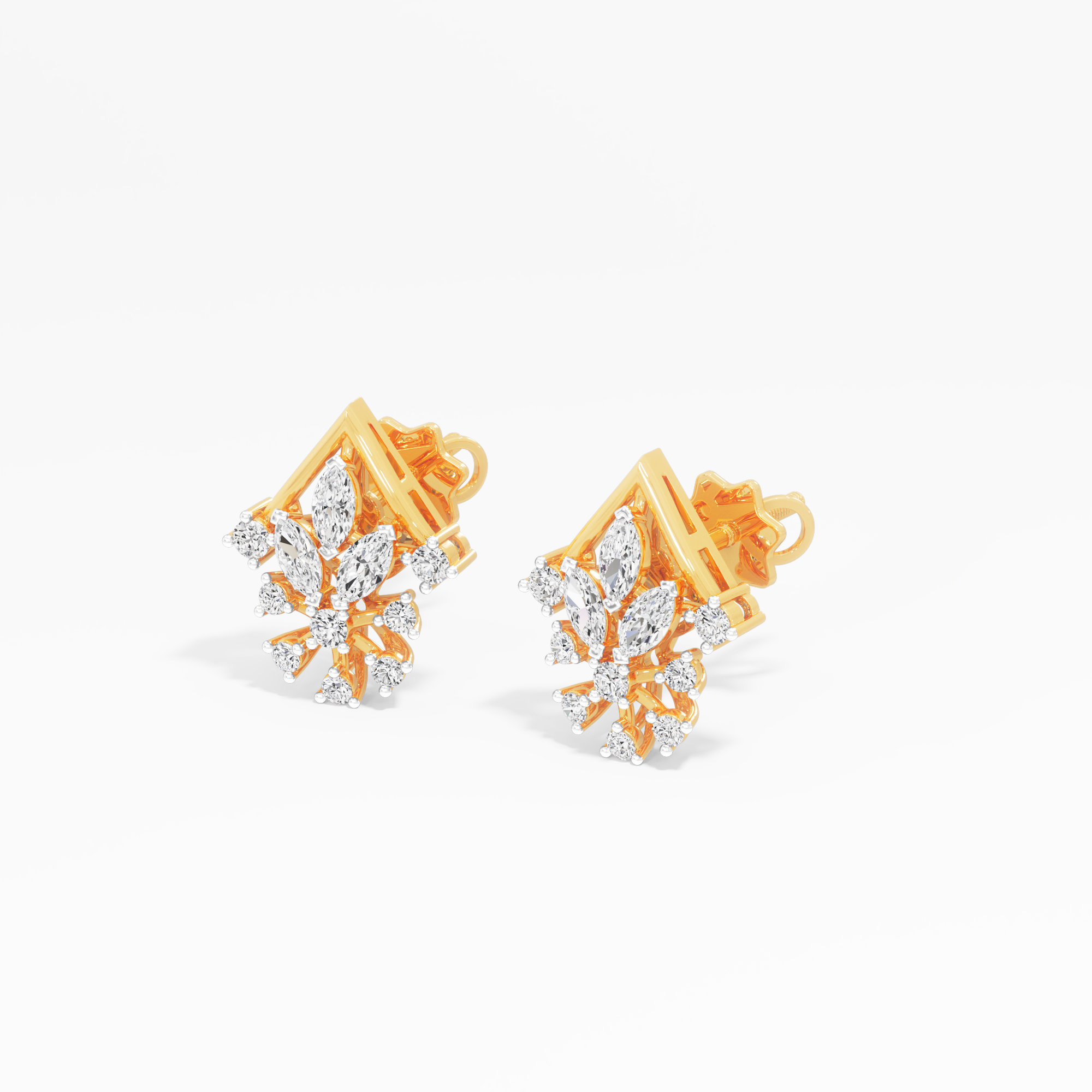 Celestial Cross Stud Earrings in 9KT Yellow Gold (Diamond Quality: FG-VVS VS)