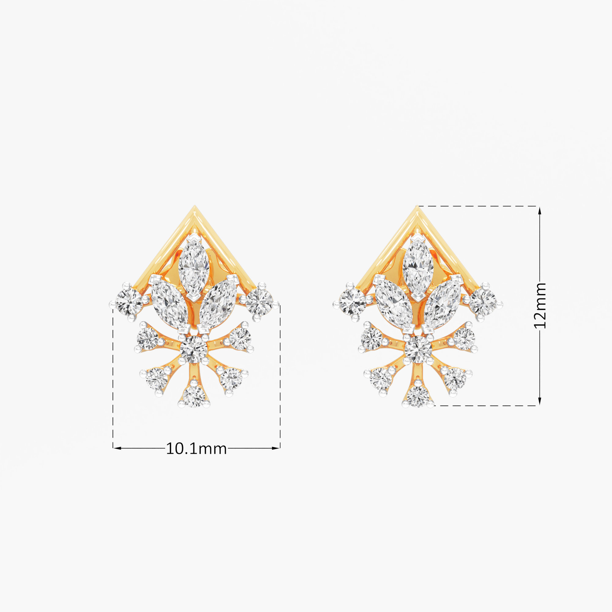 Celestial Cross Stud Earrings in 9KT Yellow Gold (Diamond Quality: FG-VVS VS)