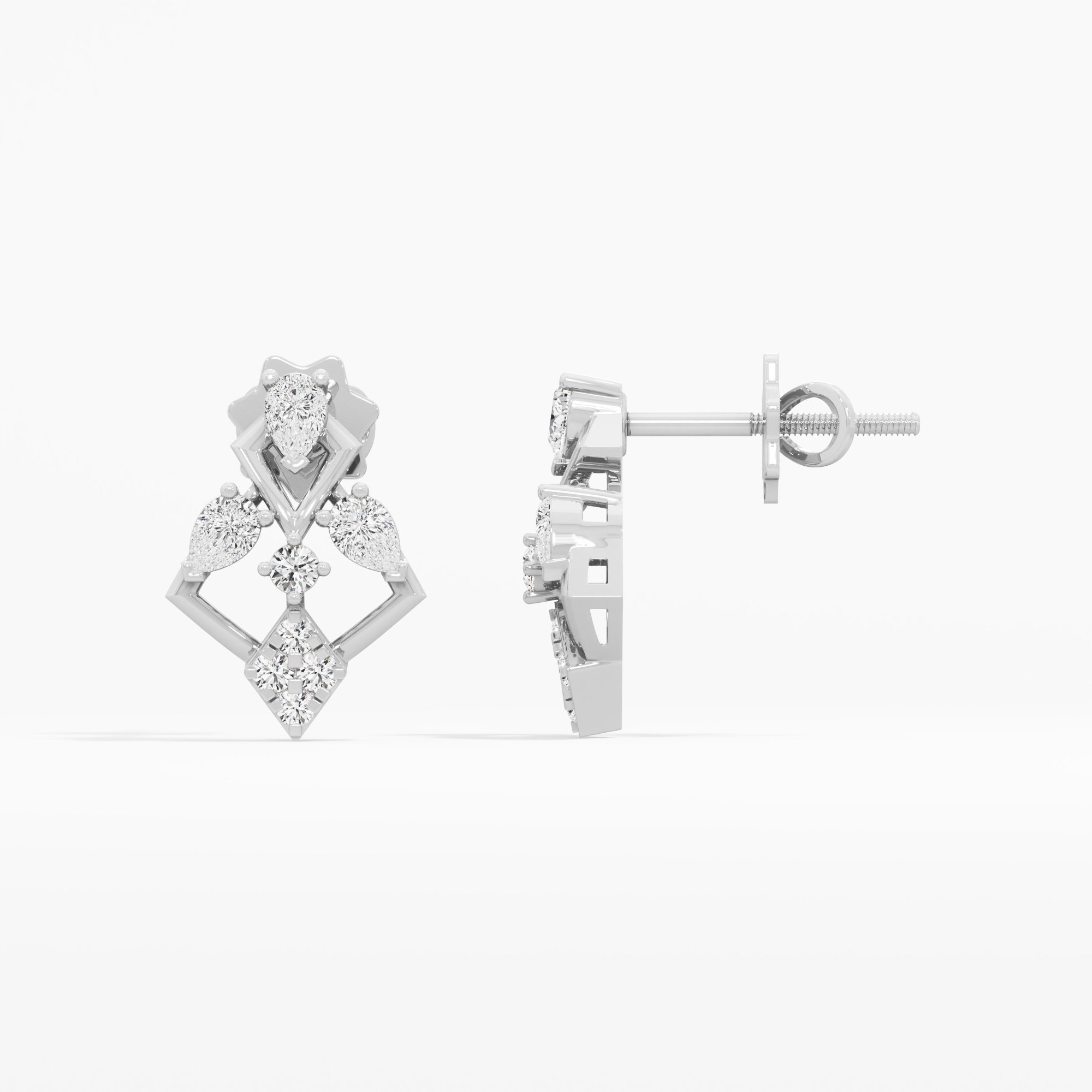 Pendant Point Stud Earrings in 9KT White Gold (Diamond Quality: FG-VVS VS)
