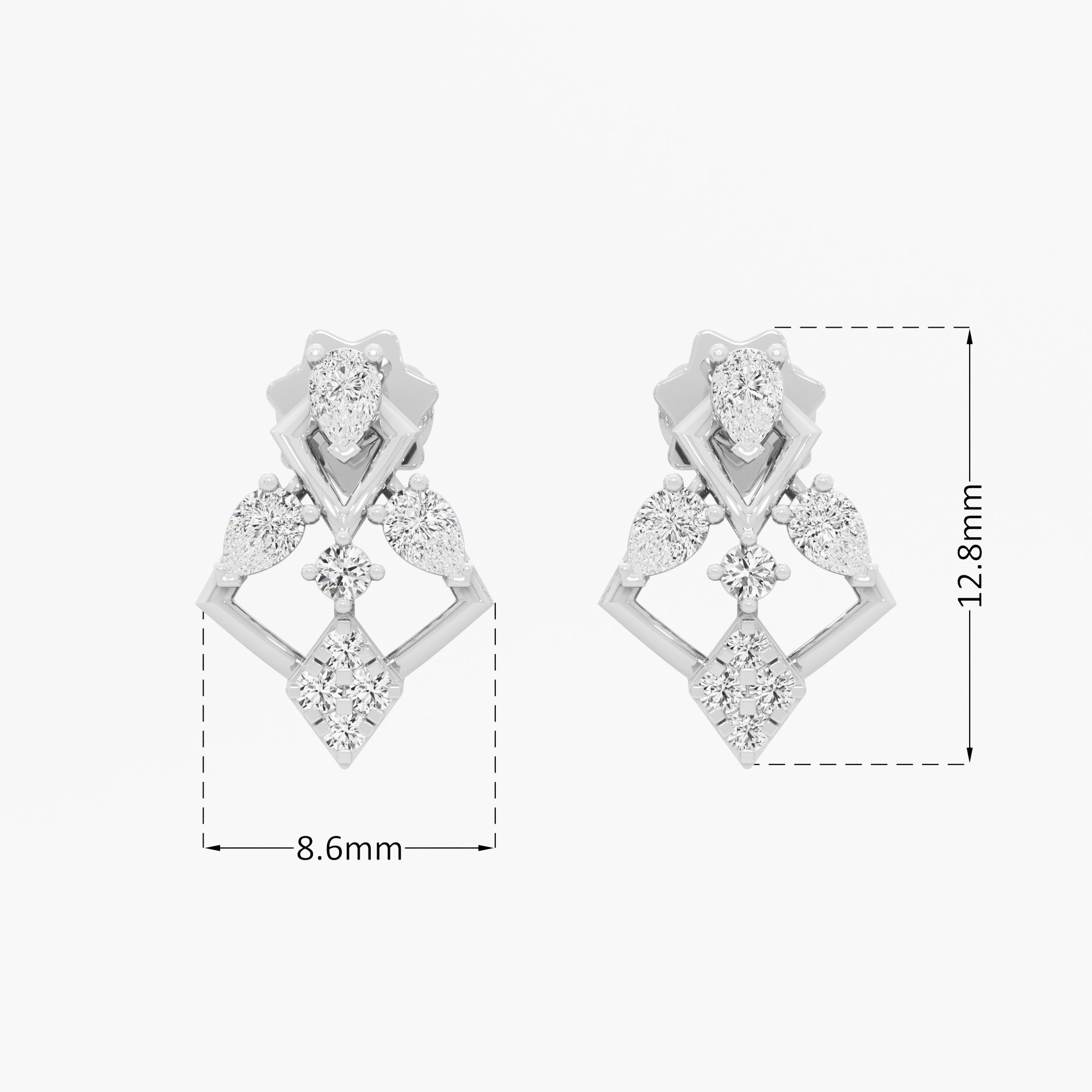 Pendant Point Stud Earrings in 9KT White Gold (Diamond Quality: FG-VVS VS)