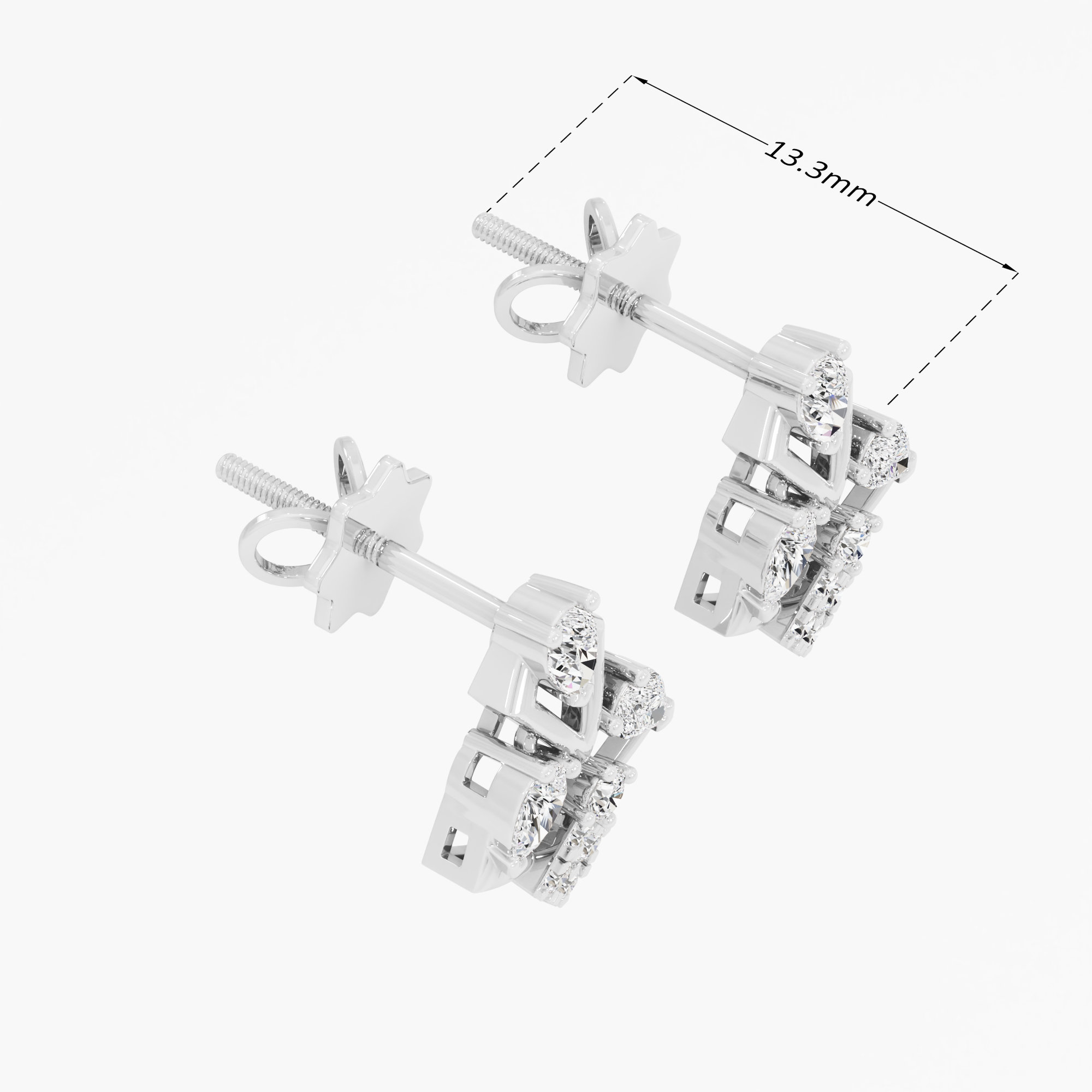 Pendant Point Stud Earrings in 9KT White Gold (Diamond Quality: FG-VVS VS)