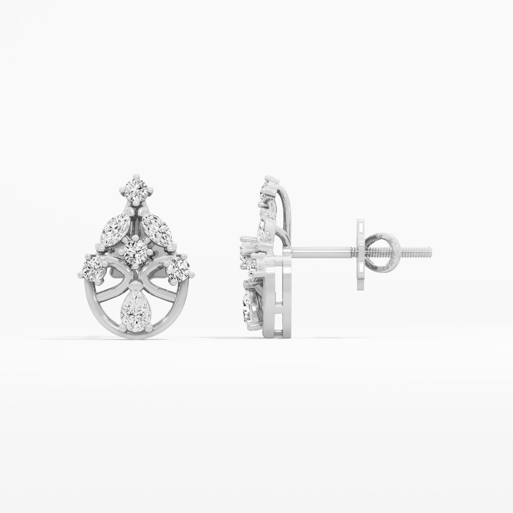 Sunspoke Drop Stud Earrings in 9KT White Gold (Diamond Quality: FG-VVS VS)