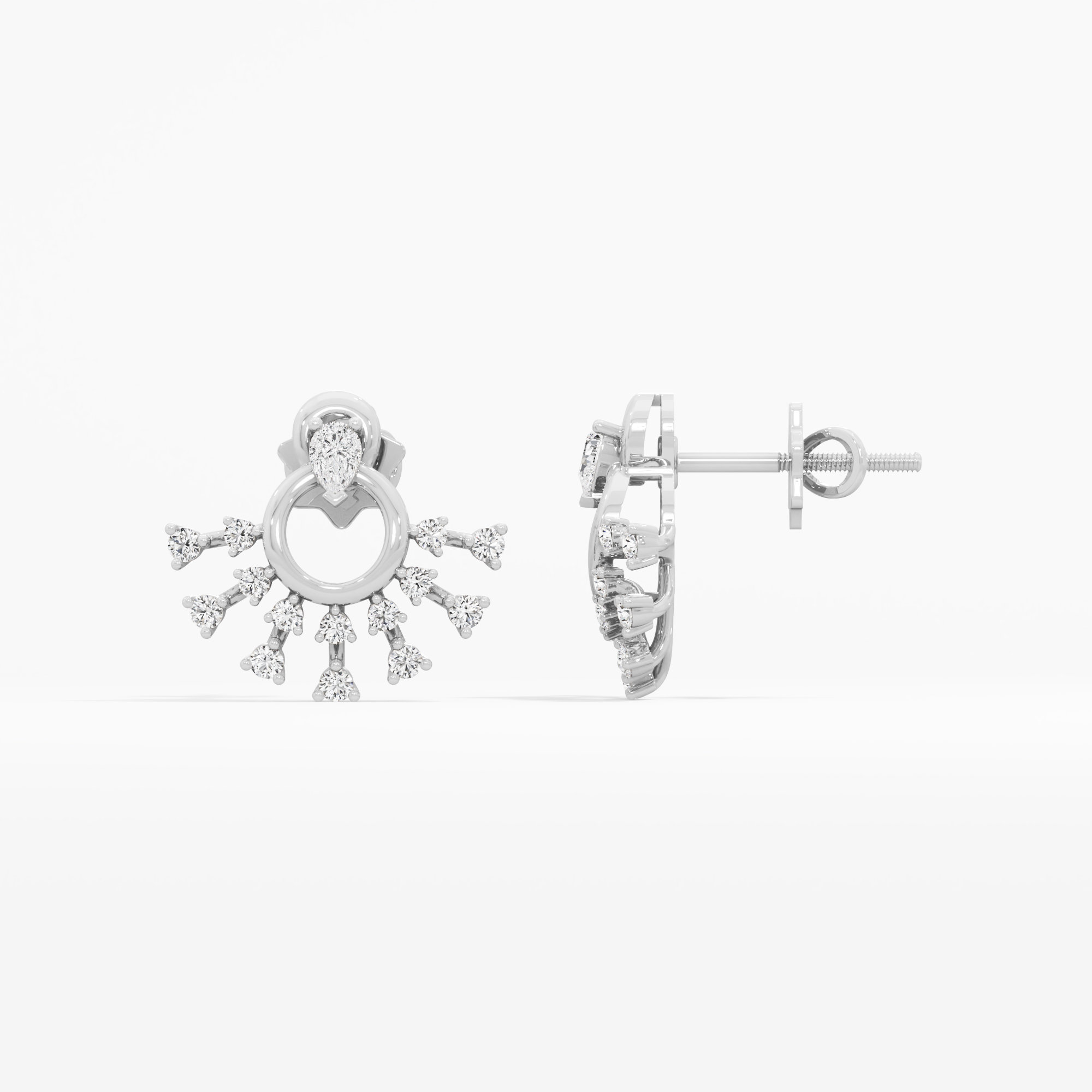 Comet Ring Stud Earrings in 9KT White Gold (Diamond Quality: FG-VVS VS)