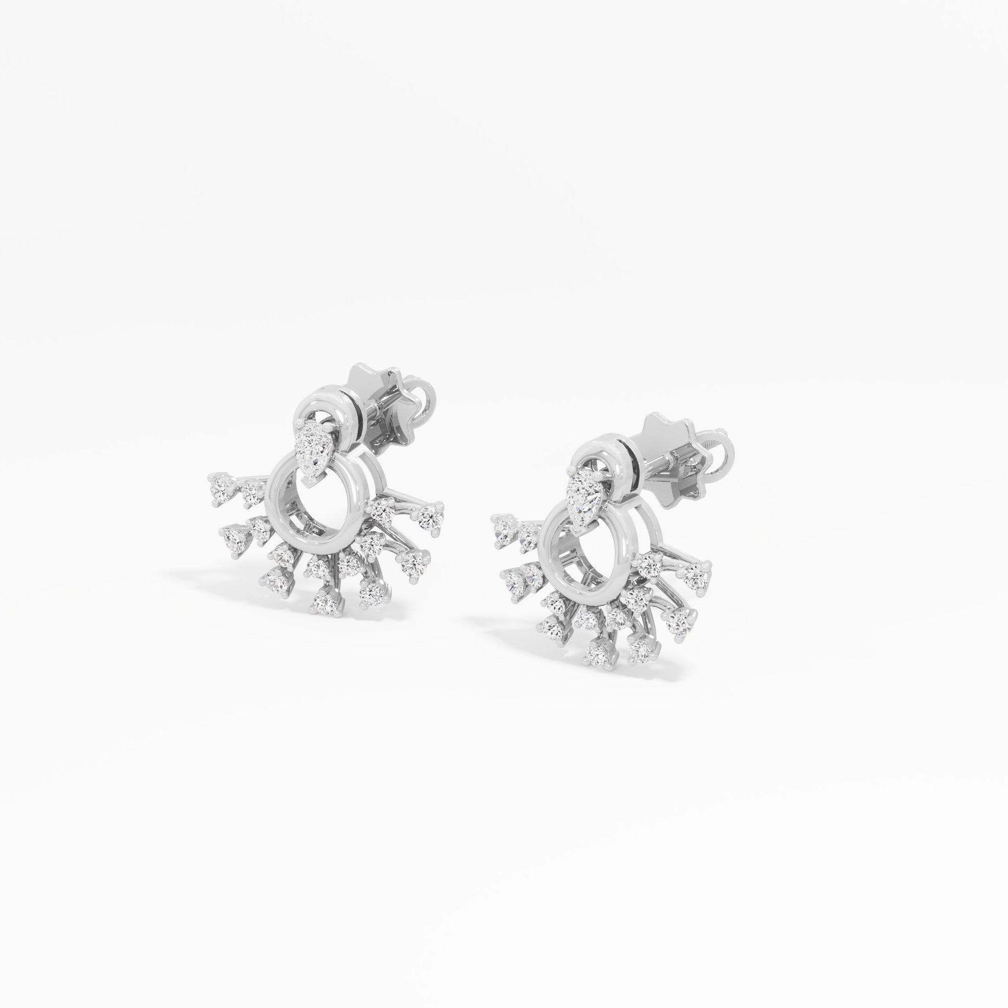 Comet Ring Stud Earrings in 9KT White Gold (Diamond Quality: FG-VVS VS)