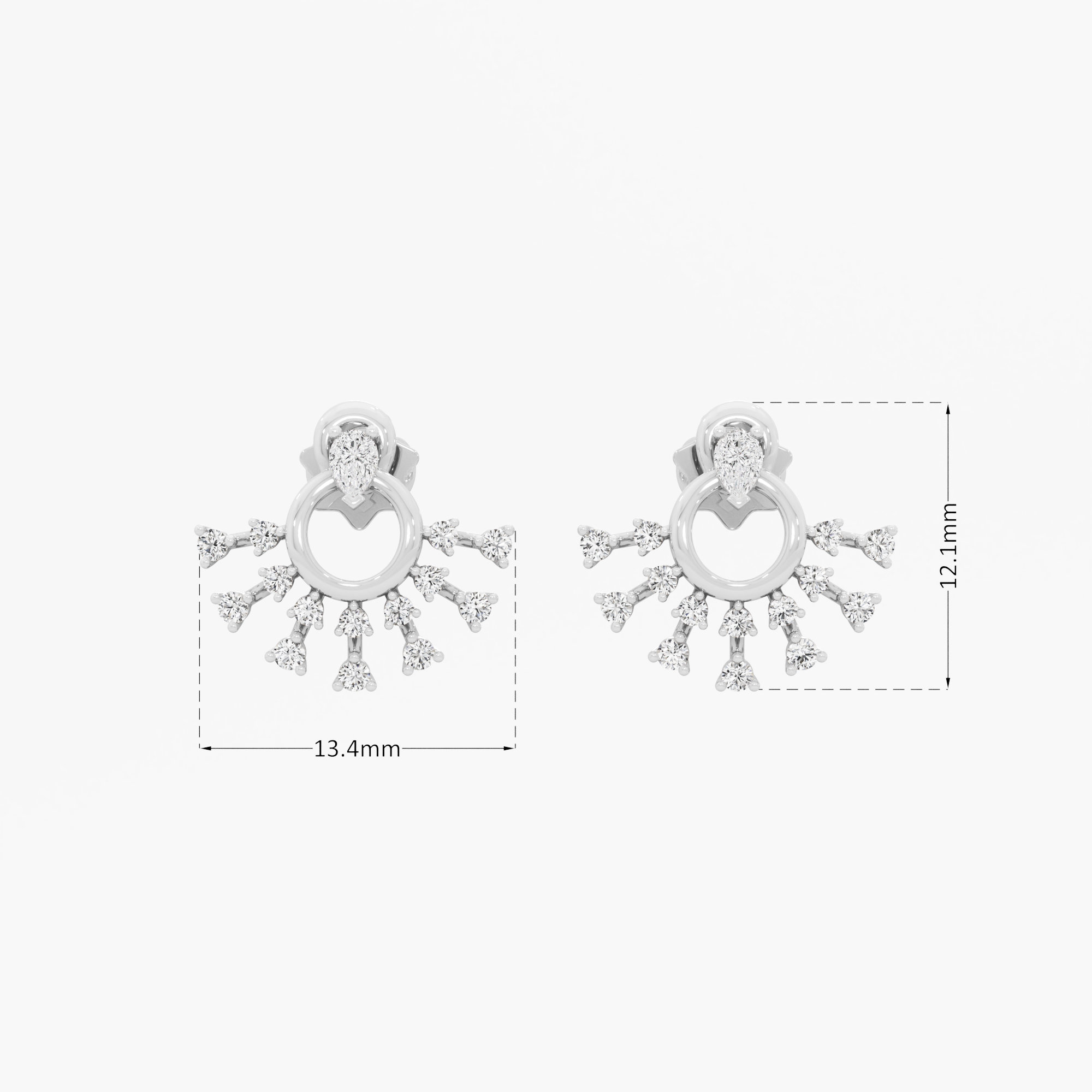 Comet Ring Stud Earrings in 9KT White Gold (Diamond Quality: FG-VVS VS)
