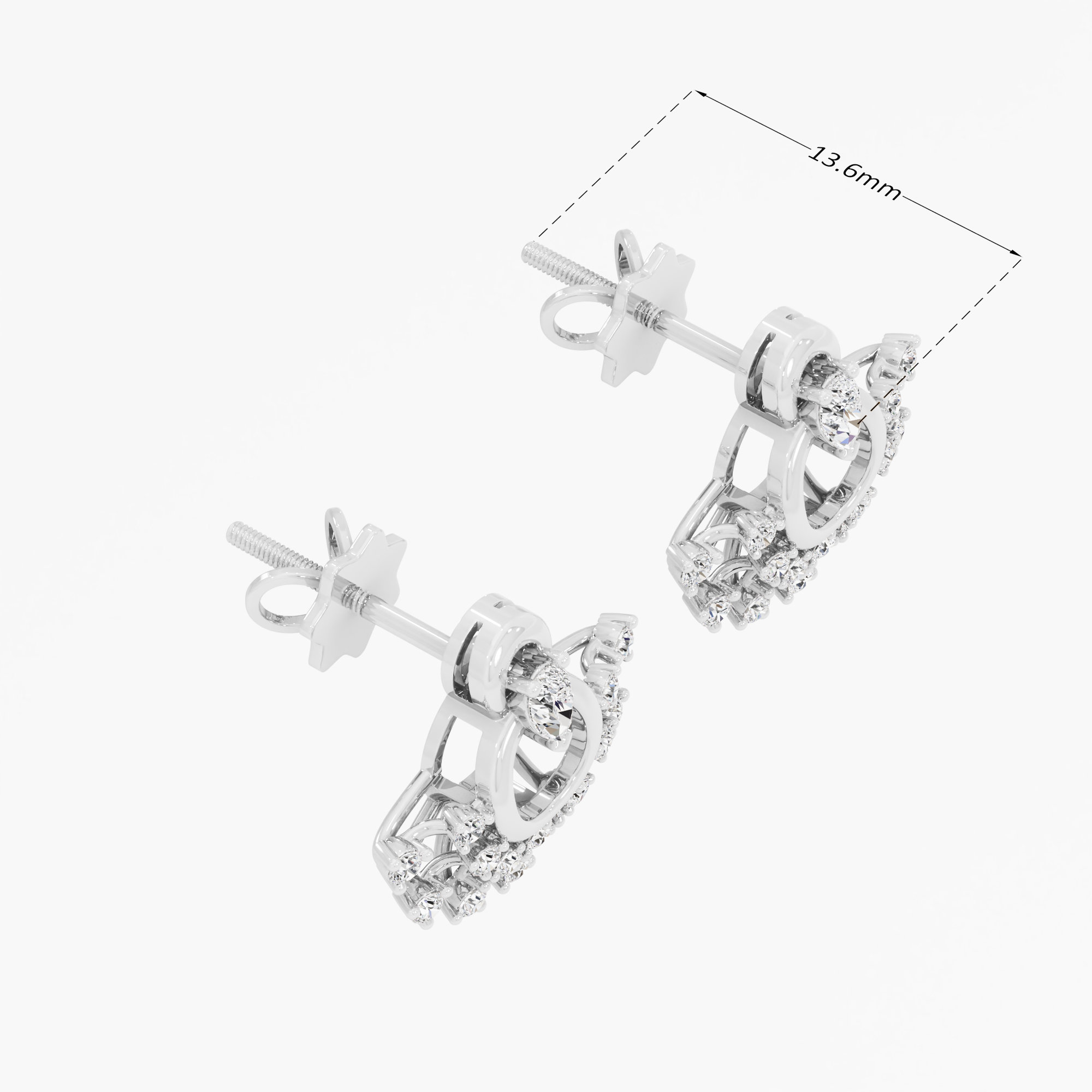 Comet Ring Stud Earrings in 9KT White Gold (Diamond Quality: FG-VVS VS)