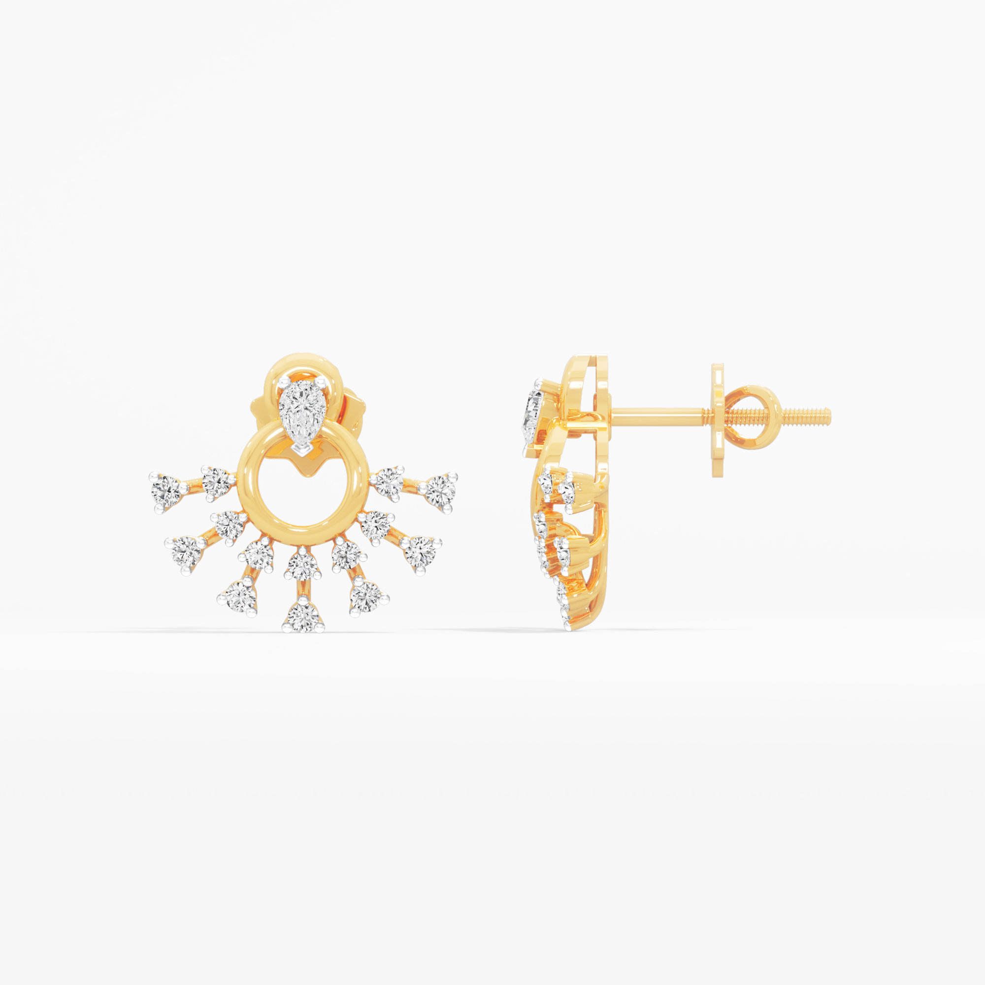 Comet Ring Stud Earrings in 9KT Yellow Gold (Diamond Quality: FG-VVS VS)