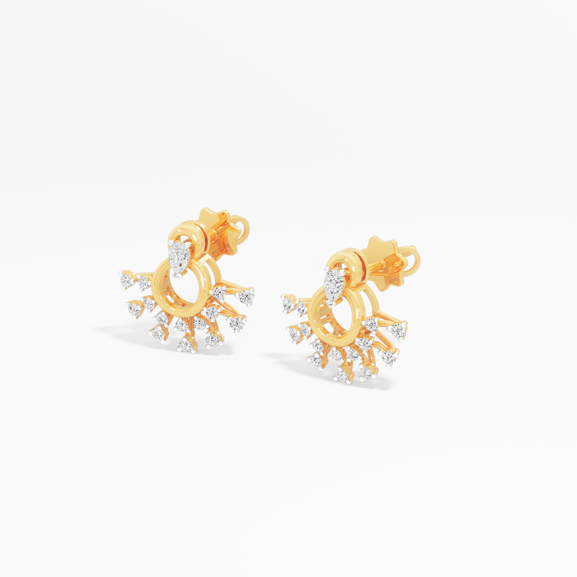 Comet Ring Stud Earrings in 9KT Yellow Gold (Diamond Quality: FG-VVS VS)