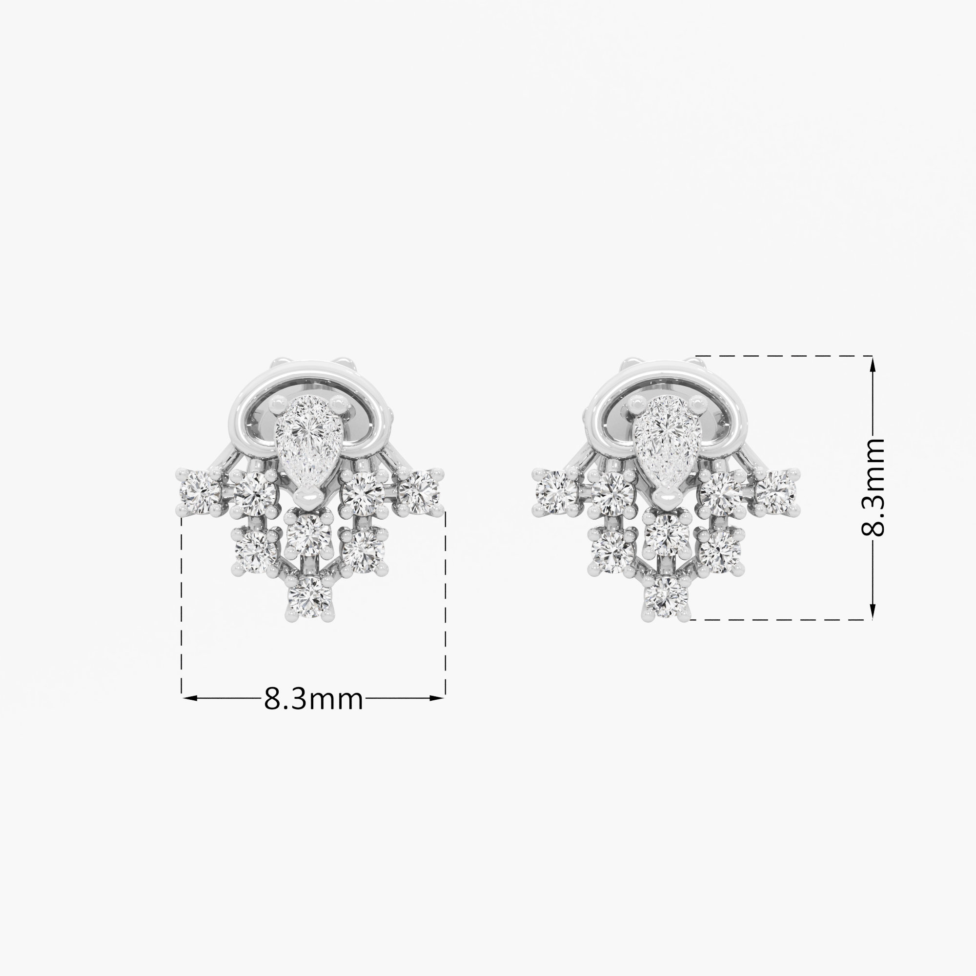 Coronet Flourish Stud Earrings in 9KT White Gold (Diamond Quality: FG-VVS VS)