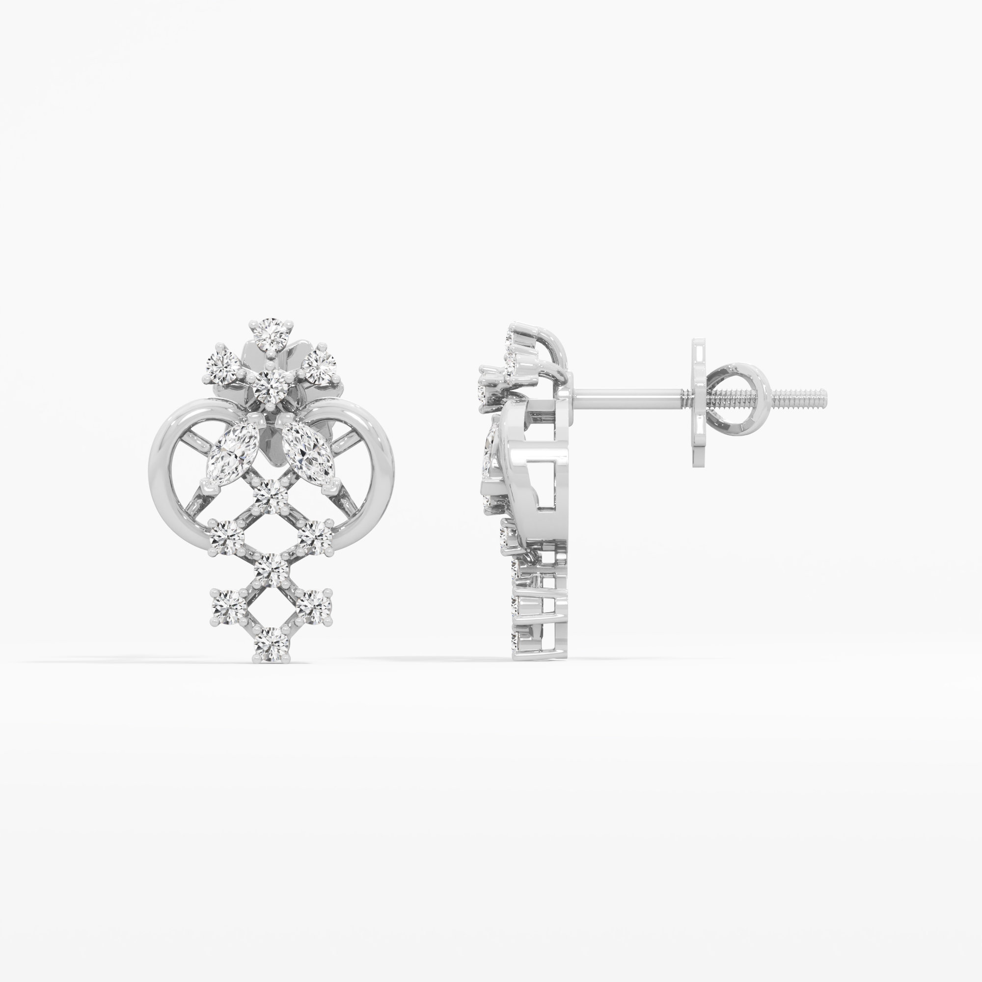 Honeycomb Weave Stud Earrings in 9KT White Gold (Diamond Quality: FG-VVS VS)