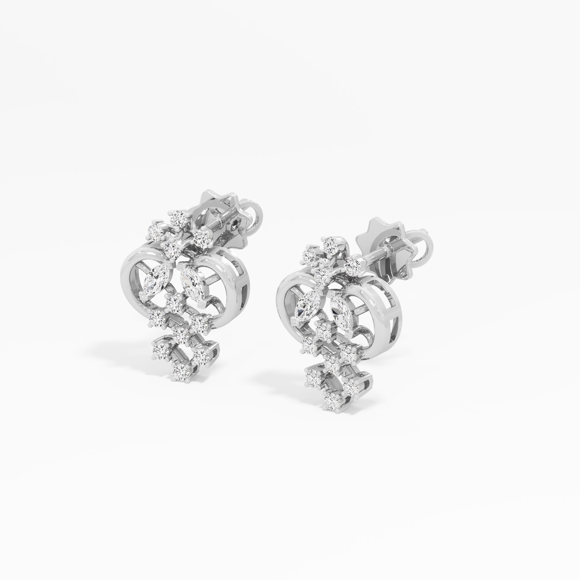 Honeycomb Weave Stud Earrings in 9KT White Gold (Diamond Quality: FG-VVS VS)
