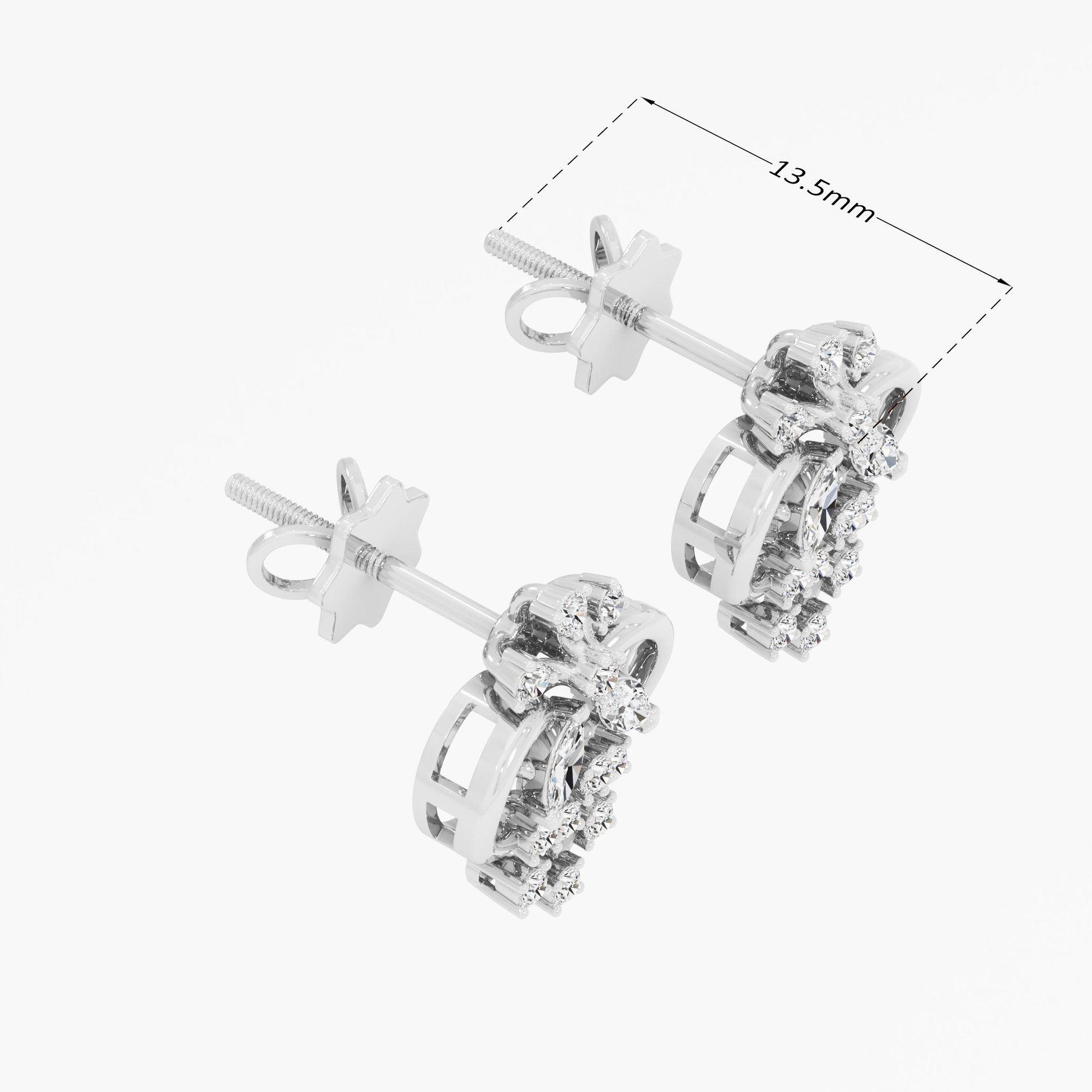 Honeycomb Weave Stud Earrings in 9KT White Gold (Diamond Quality: FG-VVS VS)
