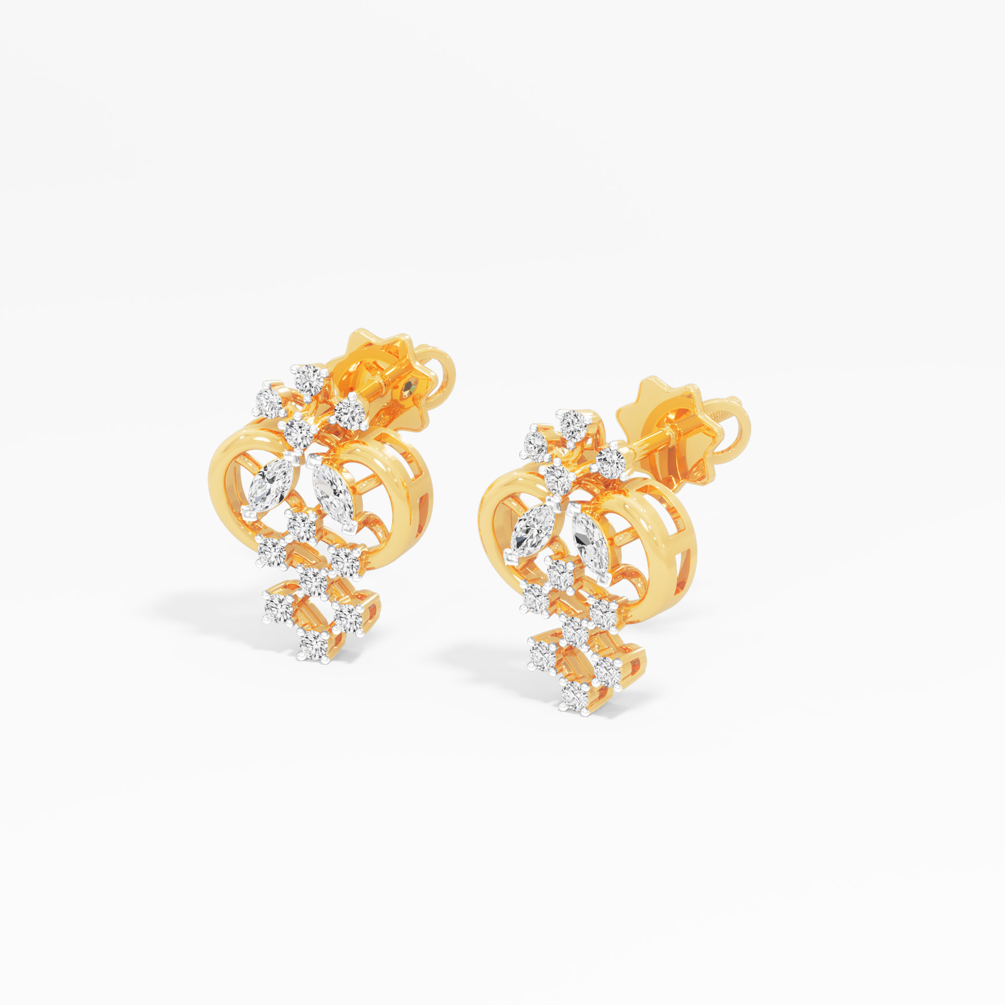 Honeycomb Weave Stud Earrings in 9KT Yellow Gold (Diamond Quality: FG-VVS VS)