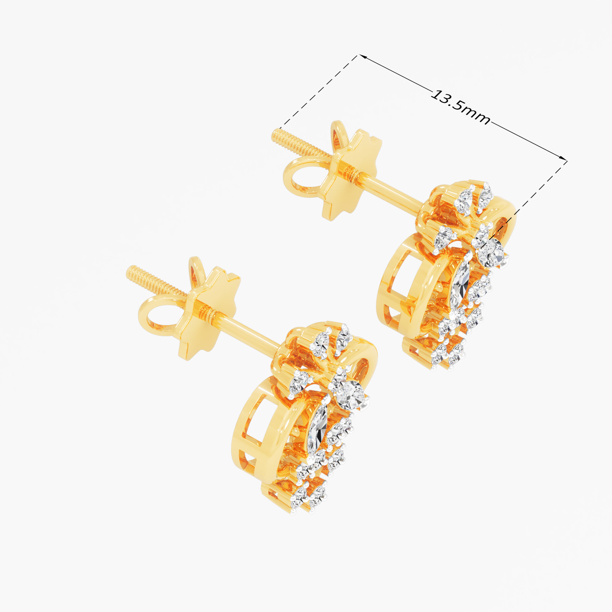 Honeycomb Weave Stud Earrings in 9KT Yellow Gold (Diamond Quality: FG-VVS VS)
