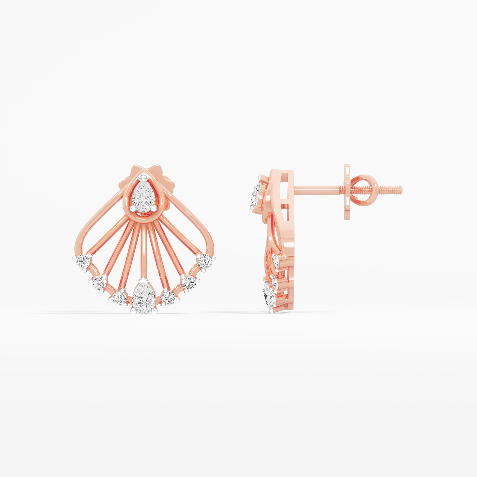 Radiant Hearts Stud Earrings in 9KT Rose Gold (Diamond Quality: FG-VVS VS)