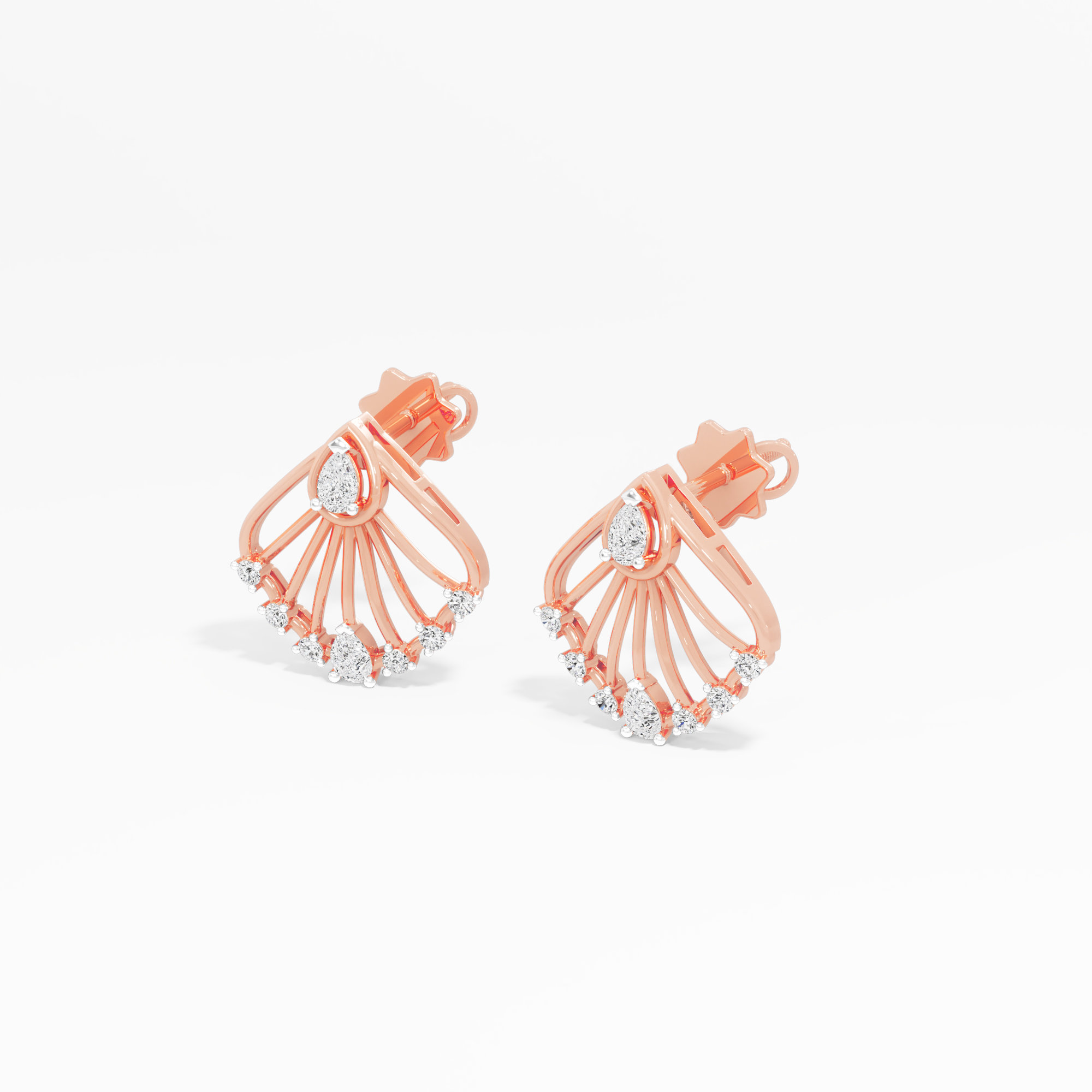 Radiant Hearts Stud Earrings in 9KT Rose Gold (Diamond Quality: FG-VVS VS)