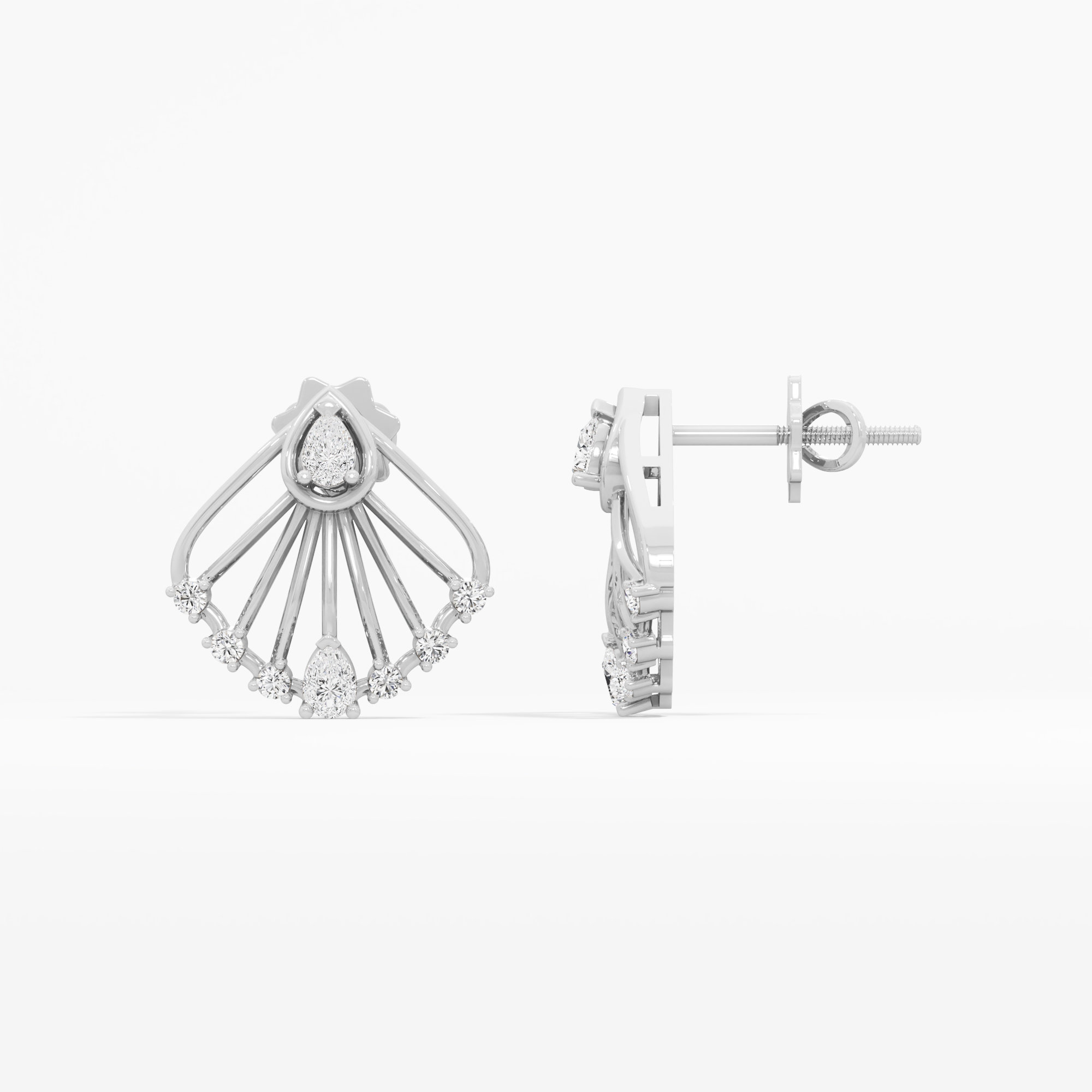 Radiant Hearts Stud Earrings in 9KT White Gold (Diamond Quality: FG-VVS VS)