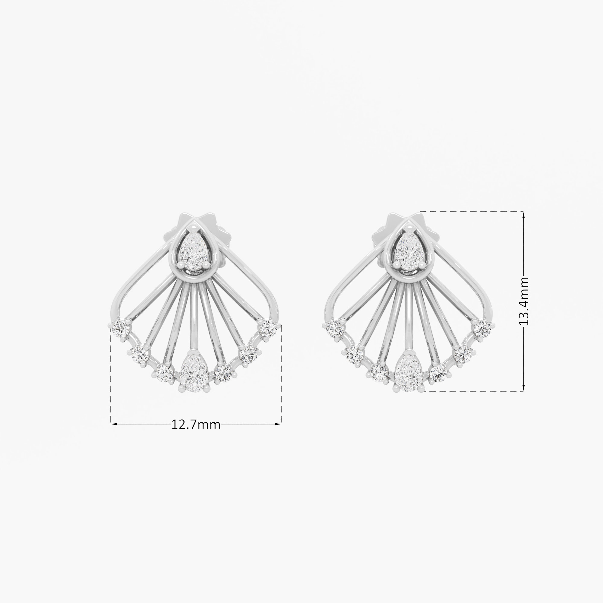 Radiant Hearts Stud Earrings in 9KT White Gold (Diamond Quality: FG-VVS VS)