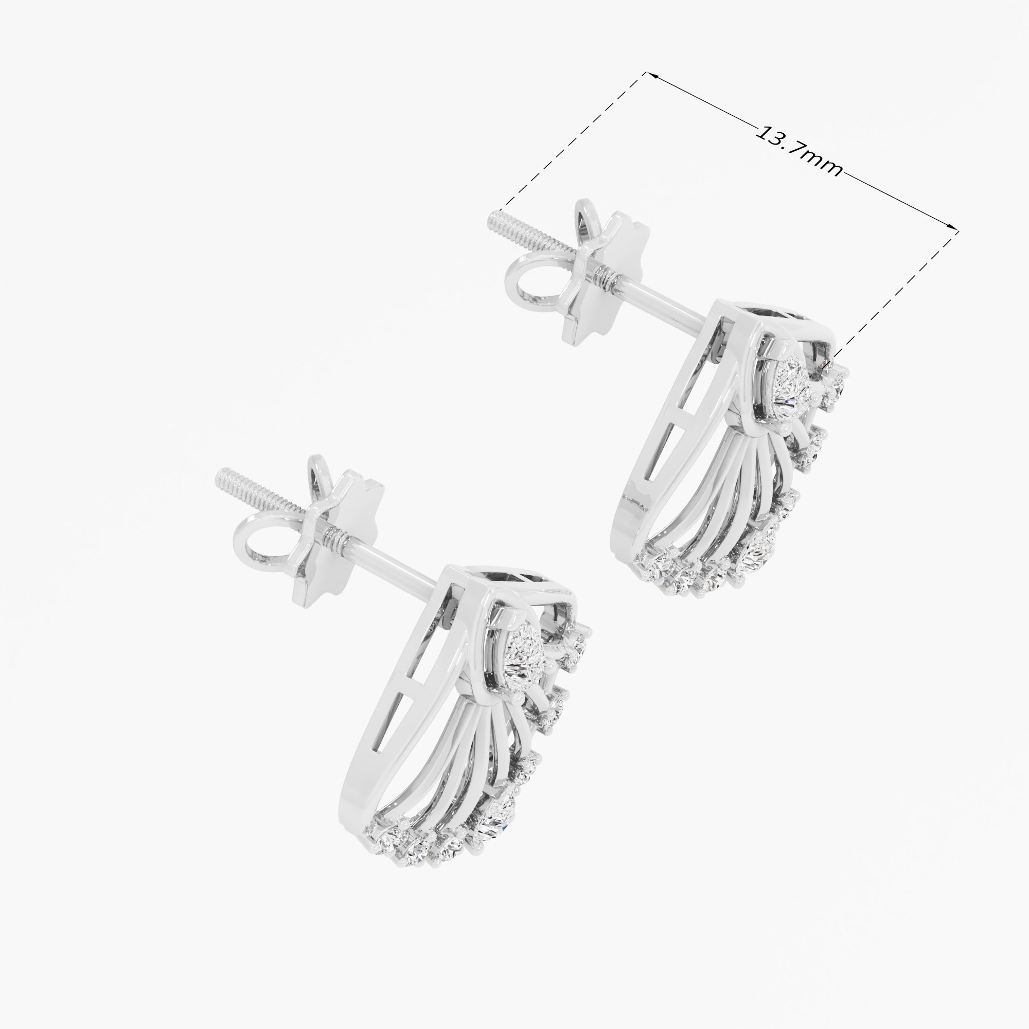 Radiant Hearts Stud Earrings in 9KT White Gold (Diamond Quality: FG-VVS VS)