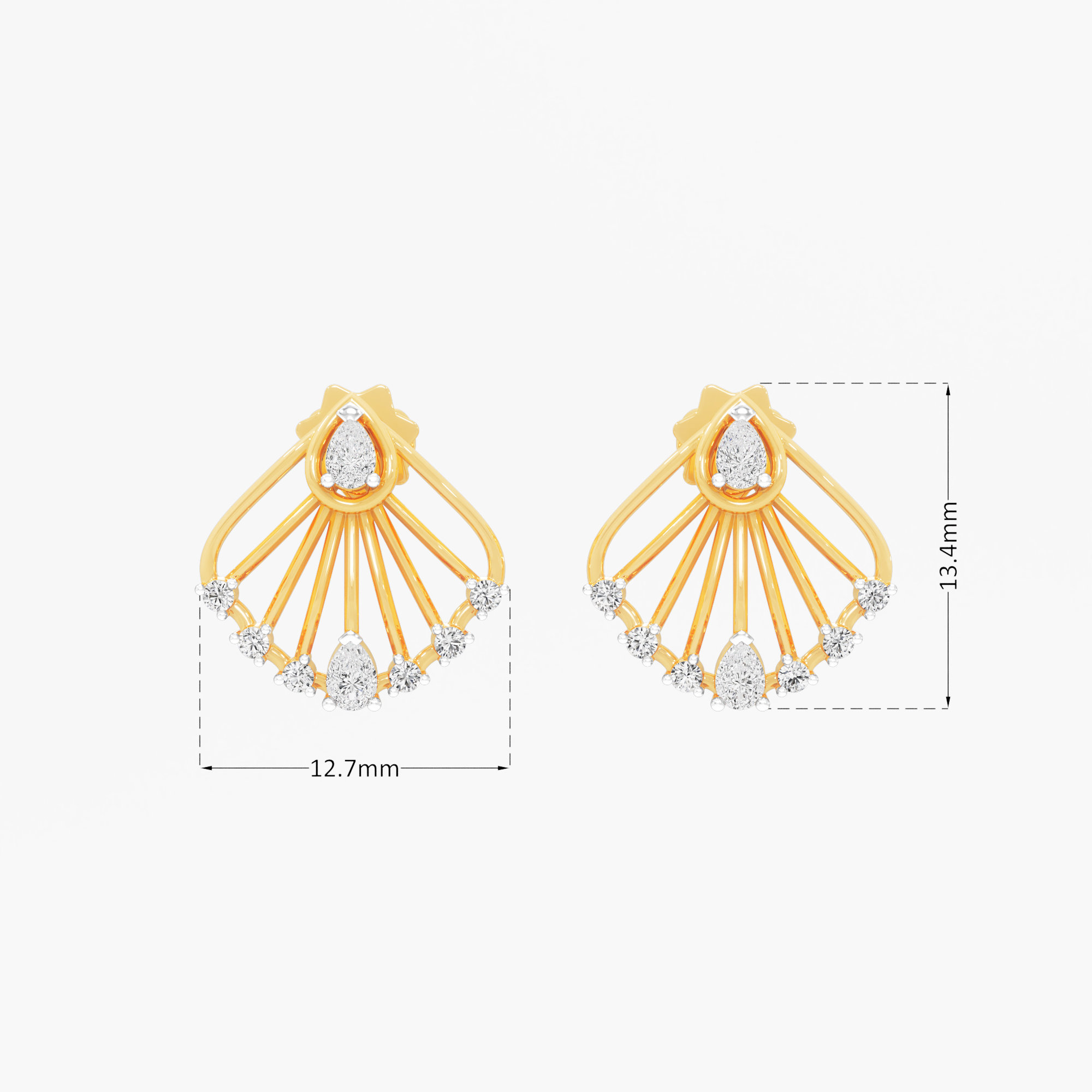 Radiant Hearts Stud Earrings in 9KT Yellow Gold (Diamond Quality: FG-VVS VS)