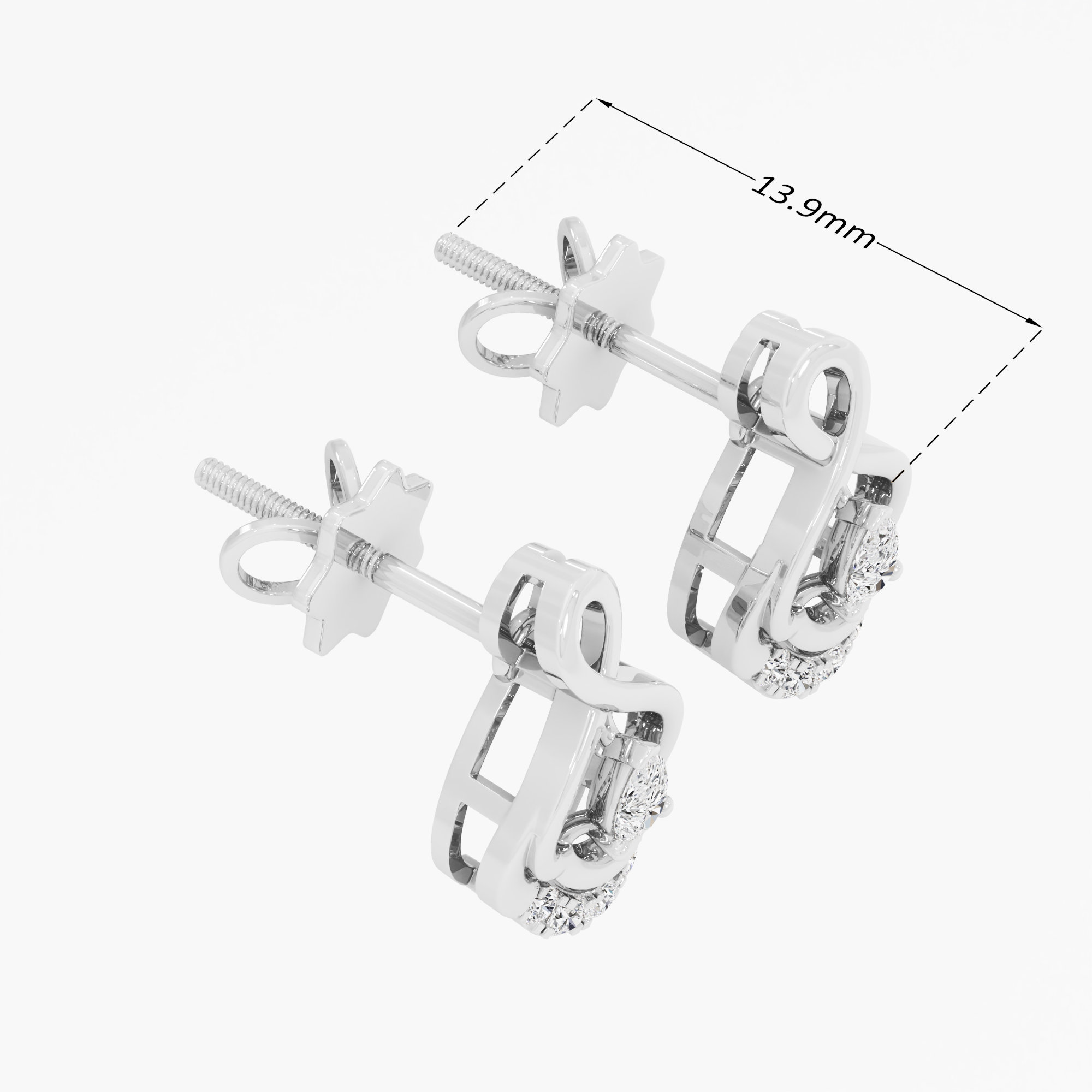 Looped Pear Stud Earrings in 9KT White Gold (Diamond Quality: FG-VVS VS)