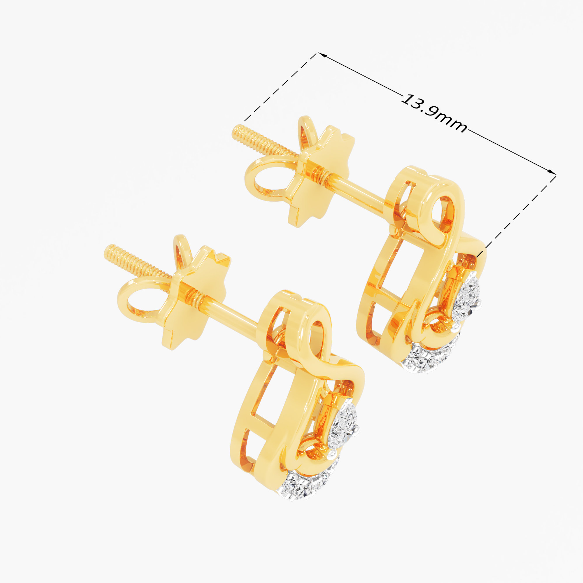 Looped Pear Stud Earrings in 9KT Yellow Gold (Diamond Quality: FG-VVS VS)