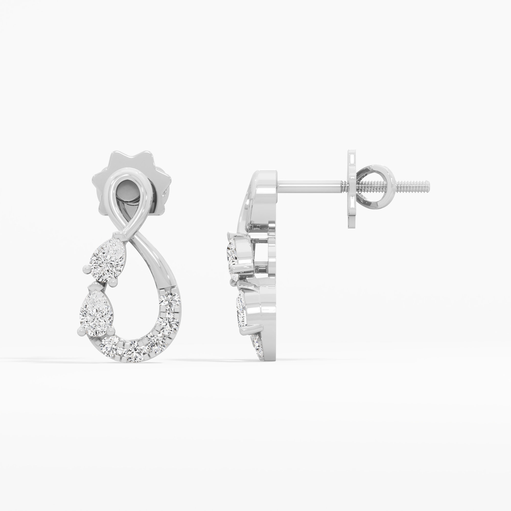 Interlace Pear Stud Earrings in 9KT White Gold (Diamond Quality: FG-VVS VS)