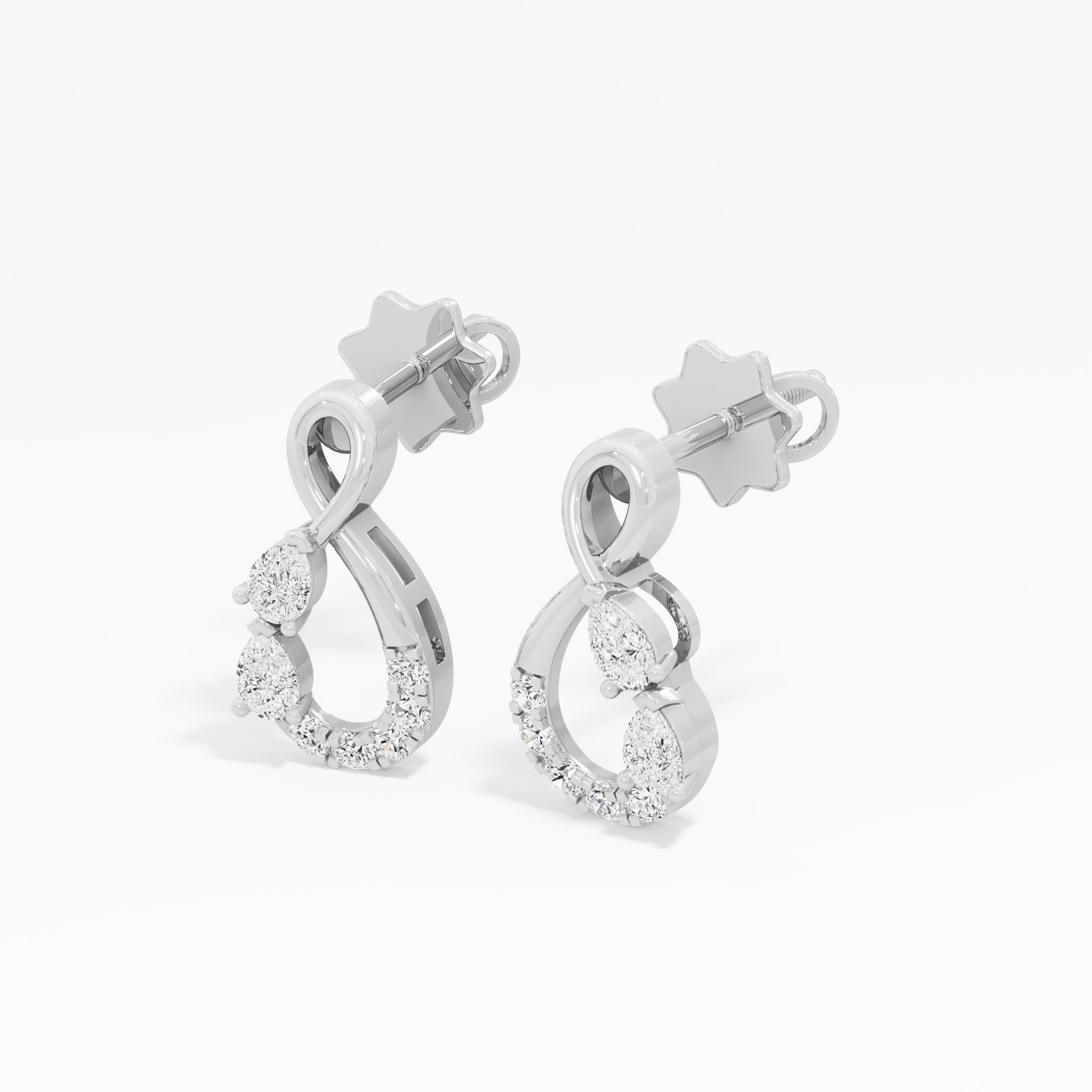 Interlace Pear Stud Earrings in 9KT White Gold (Diamond Quality: FG-VVS VS)