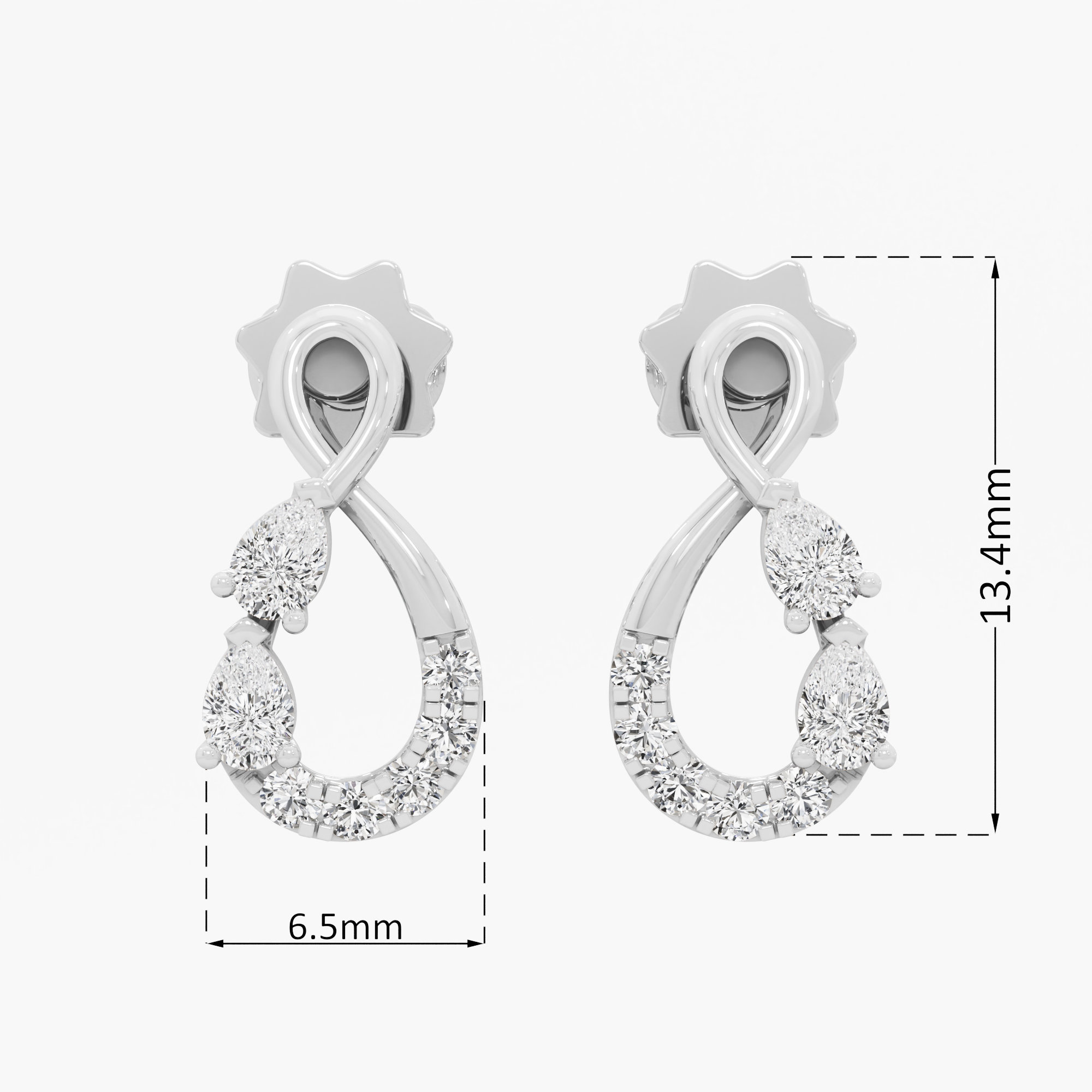 Interlace Pear Stud Earrings in 9KT White Gold (Diamond Quality: FG-VVS VS)