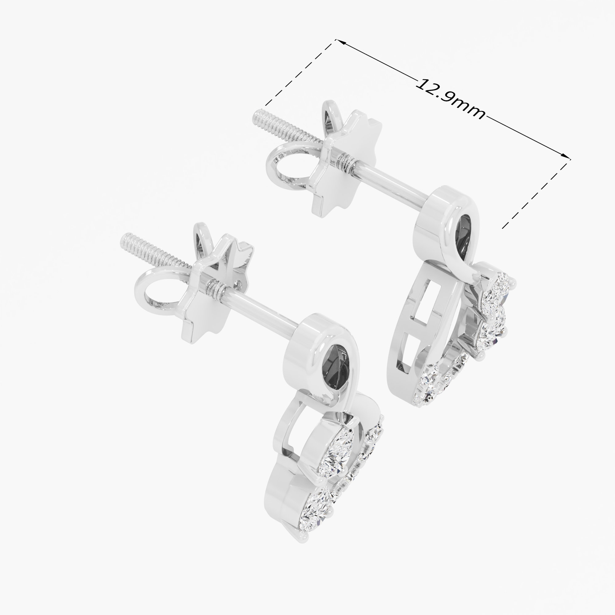 Interlace Pear Stud Earrings in 9KT White Gold (Diamond Quality: FG-VVS VS)