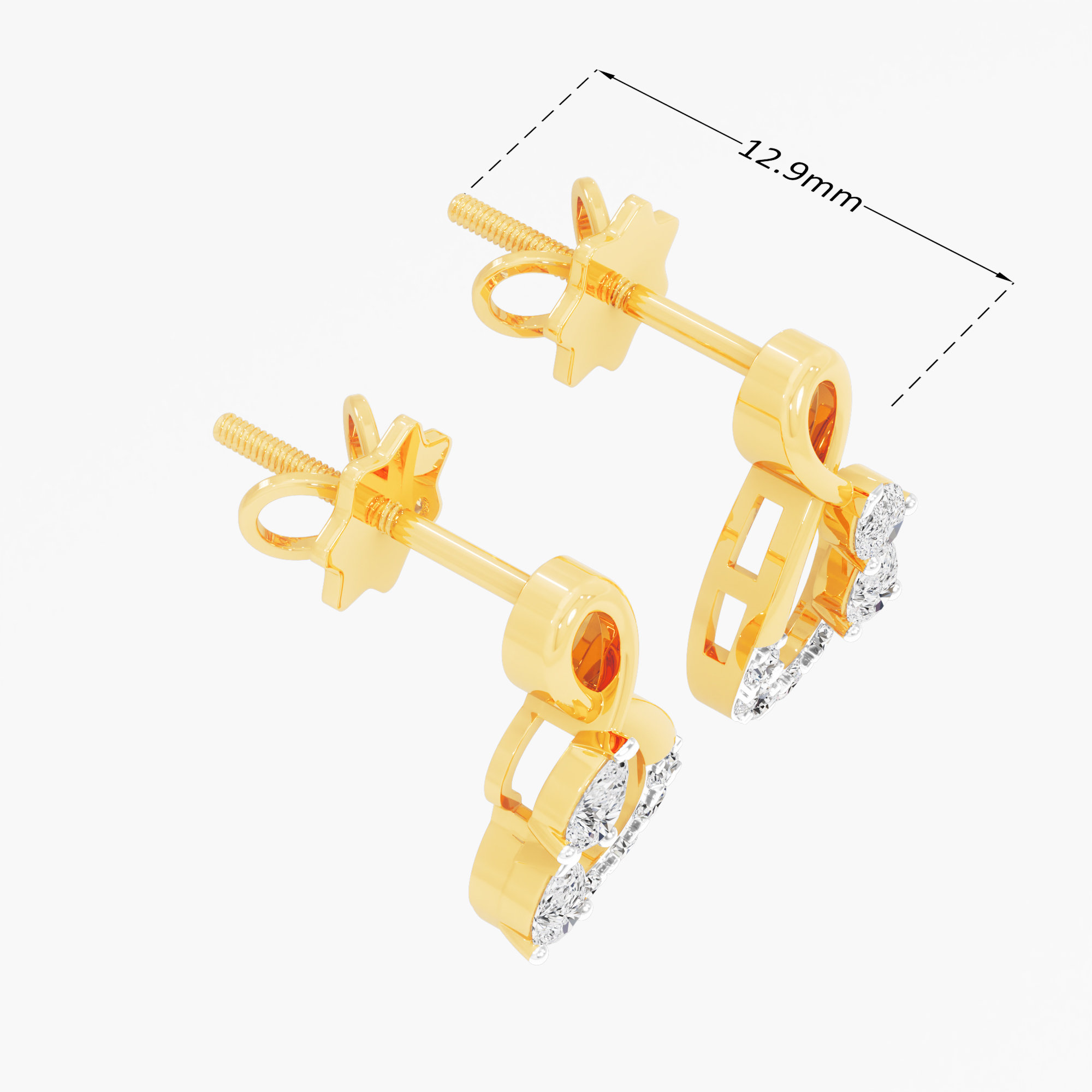 Interlace Pear Stud Earrings in 9KT Yellow Gold (Diamond Quality: FG-VVS VS)