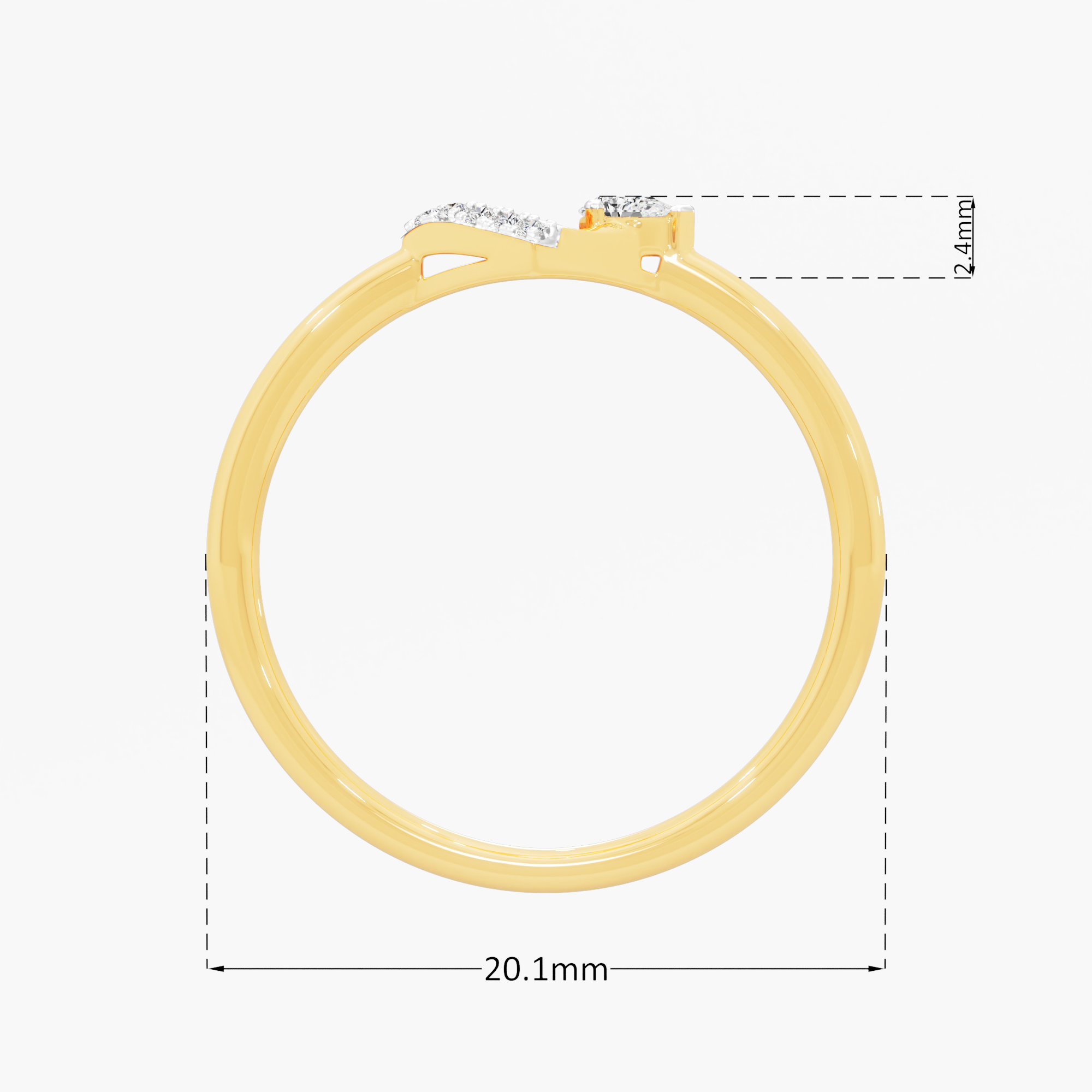 Chevron Prism Pear Diamond Ring in 9KT Yellow Gold (Diamond Quality: FG-VVS VS)