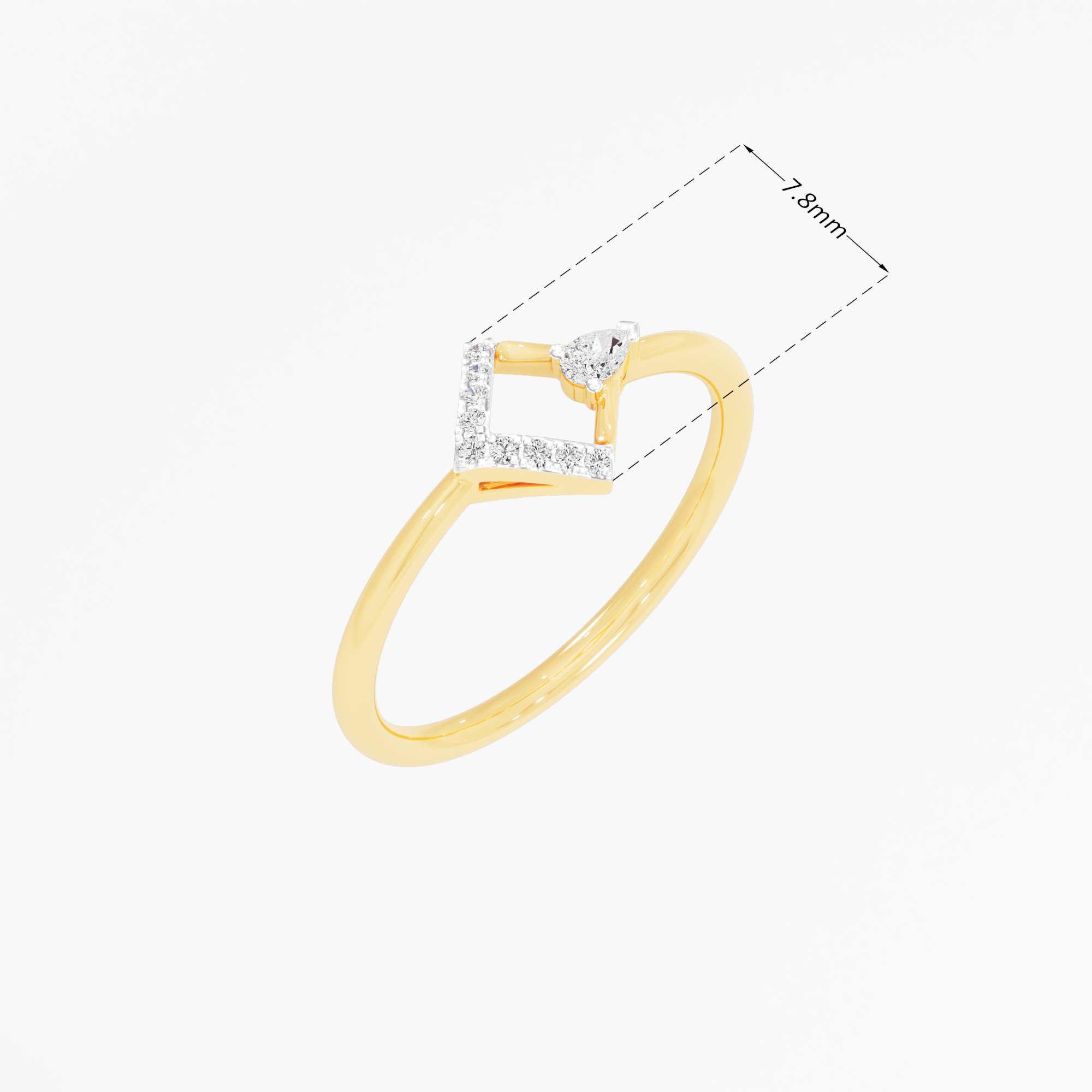 Chevron Prism Pear Diamond Ring in 9KT Yellow Gold (Diamond Quality: FG-VVS VS)