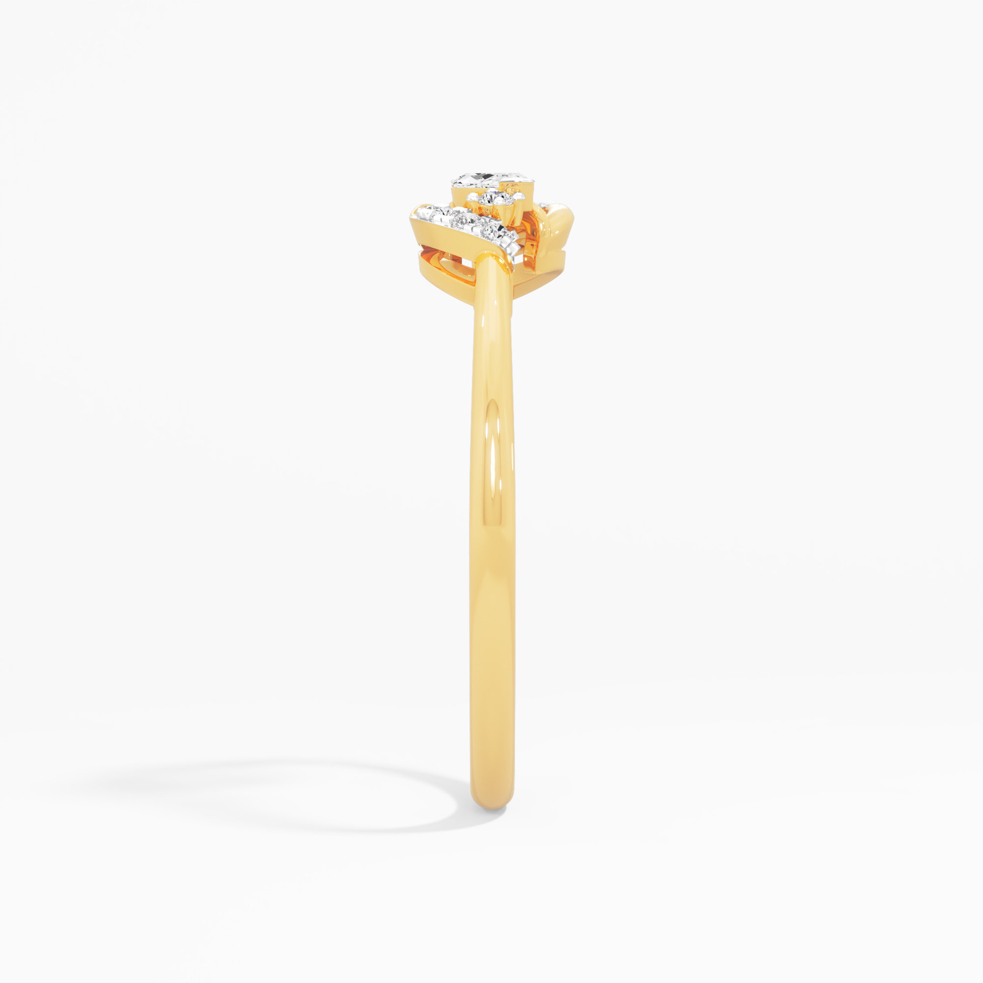 Crescent Marquise Diamond Ring in 9KT Yellow Gold (Diamond Quality: FG-VVS VS)