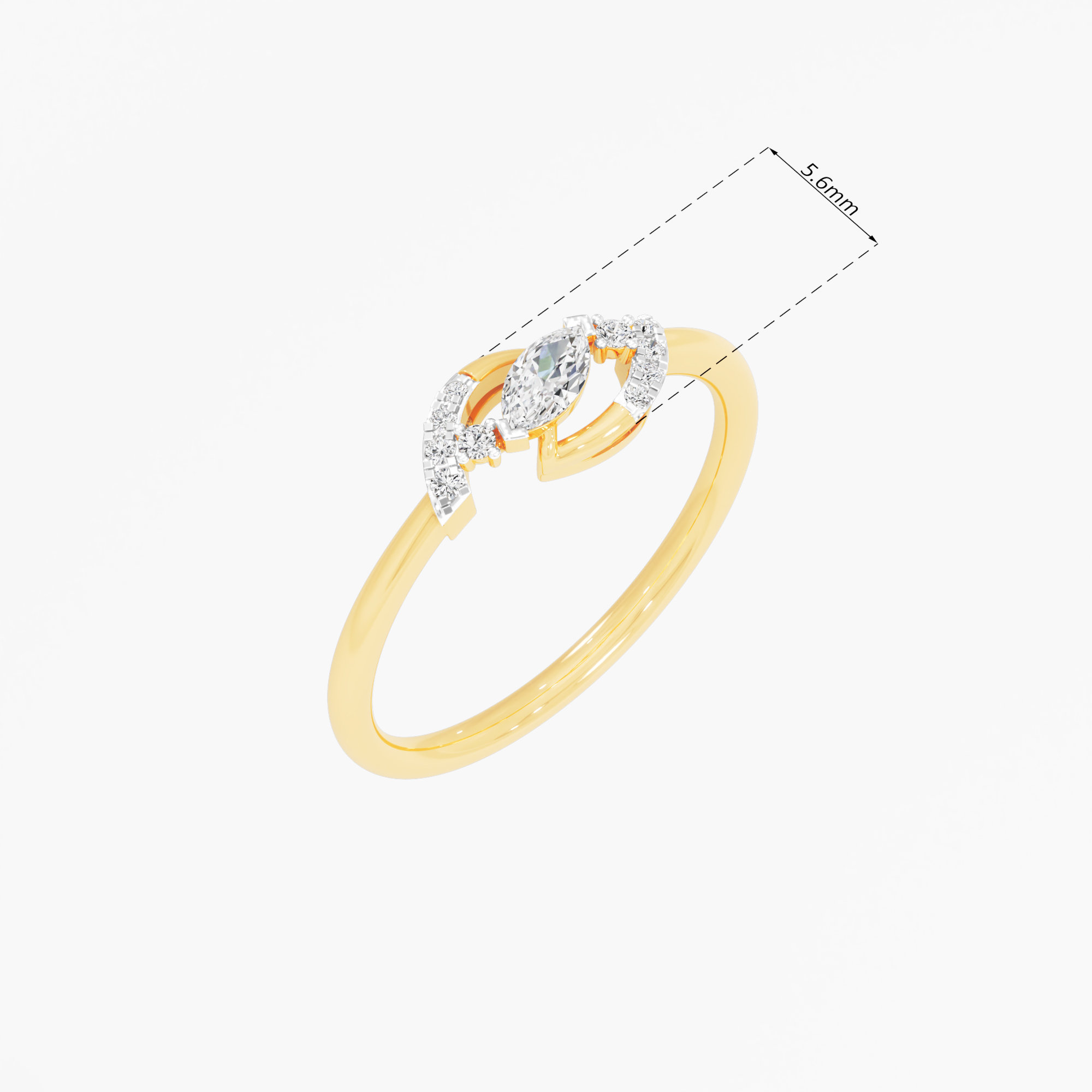 Crescent Marquise Diamond Ring in 9KT Yellow Gold (Diamond Quality: FG-VVS VS)