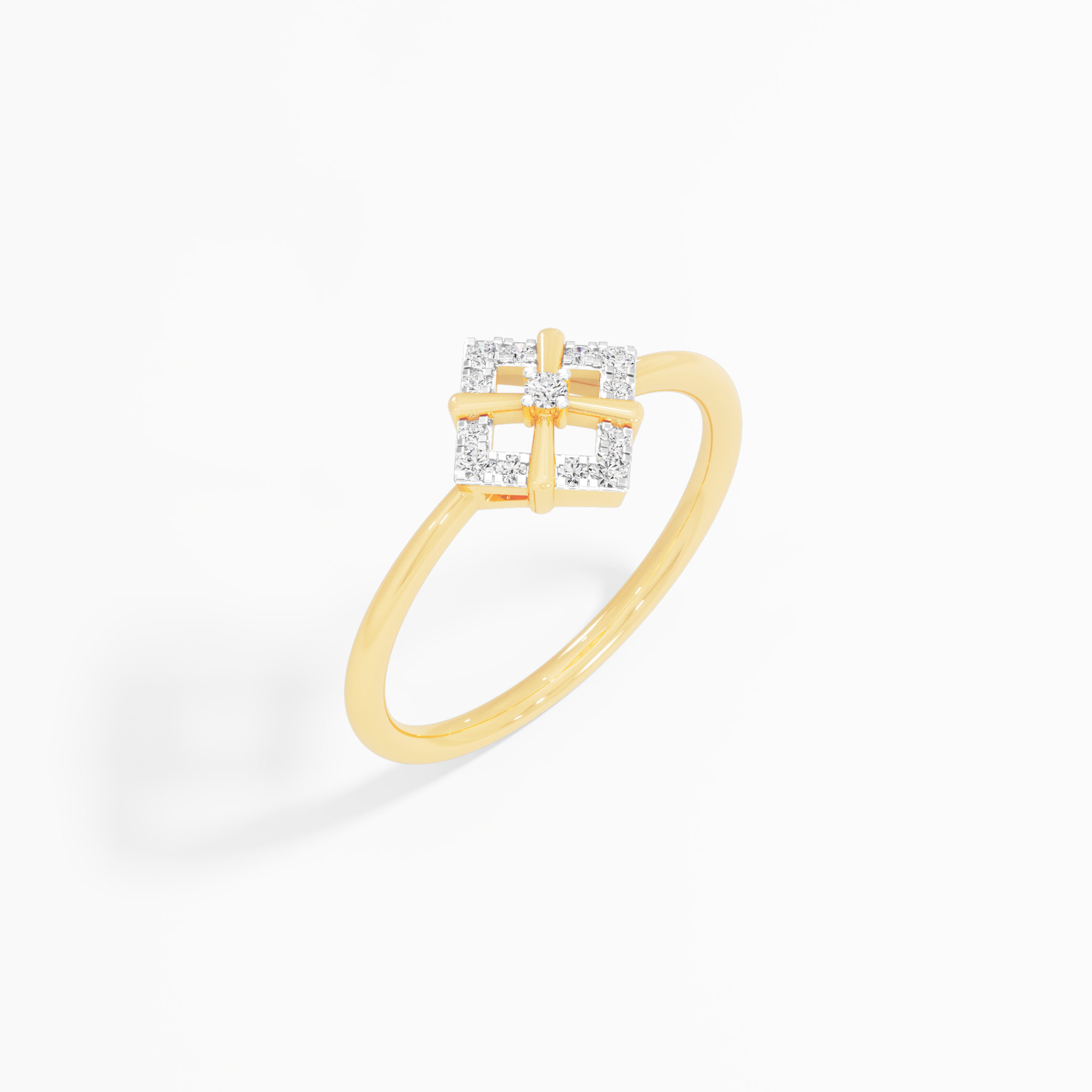 Stellar Square Diamond Ring in 9KT Yellow Gold (Diamond Quality: FG-VVS VS)