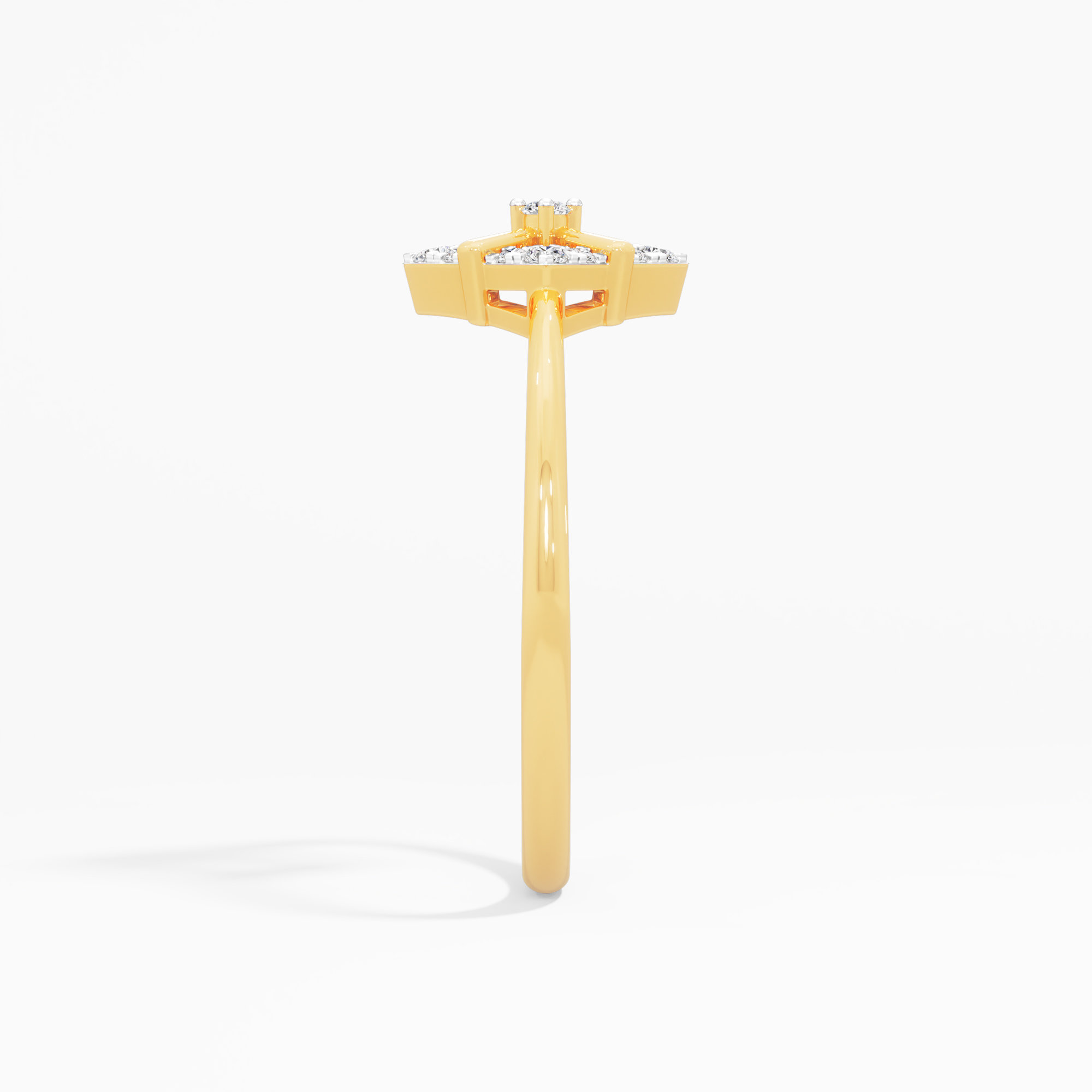 Stellar Square Diamond Ring in 9KT Yellow Gold (Diamond Quality: FG-VVS VS)