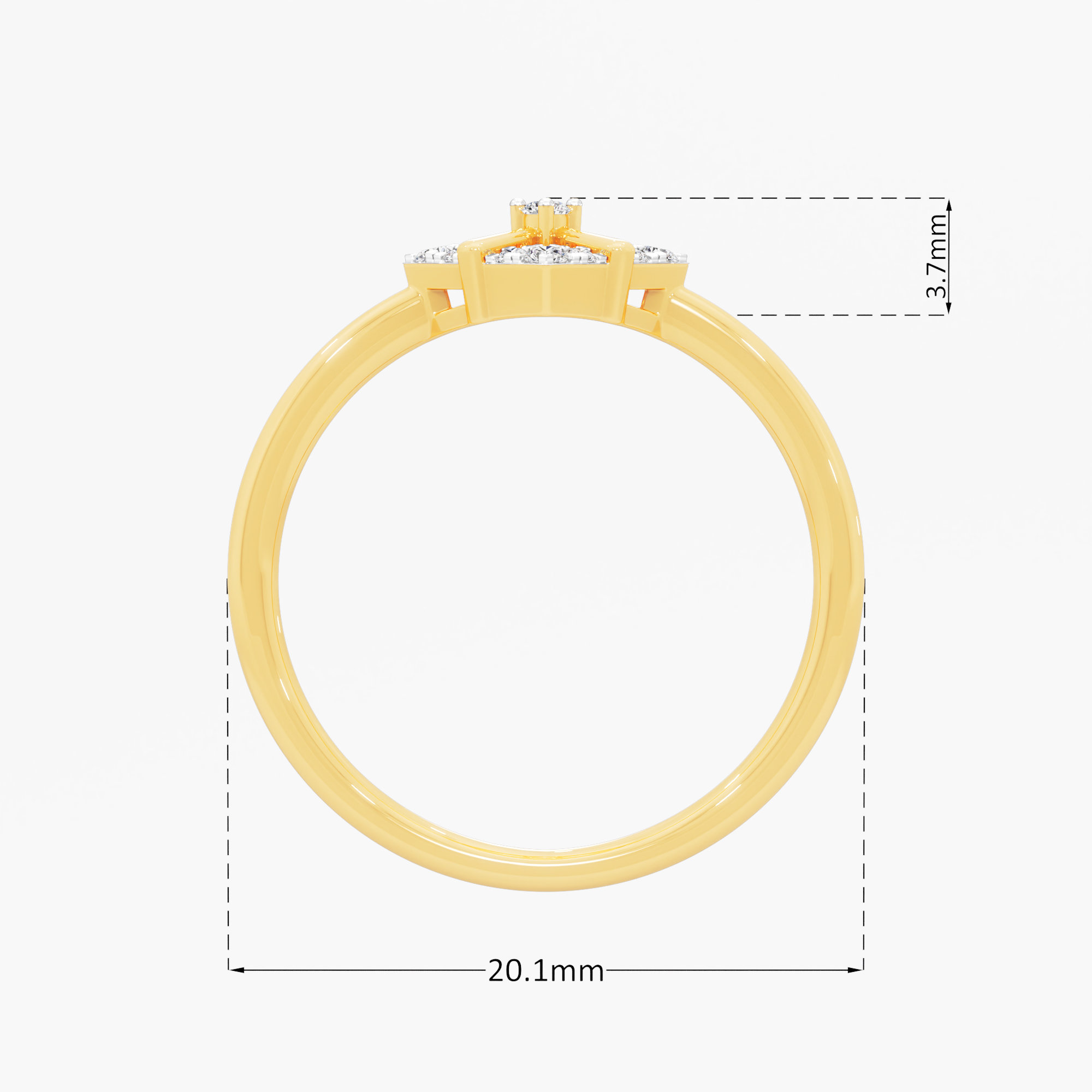 Stellar Square Diamond Ring in 9KT Yellow Gold (Diamond Quality: FG-VVS VS)