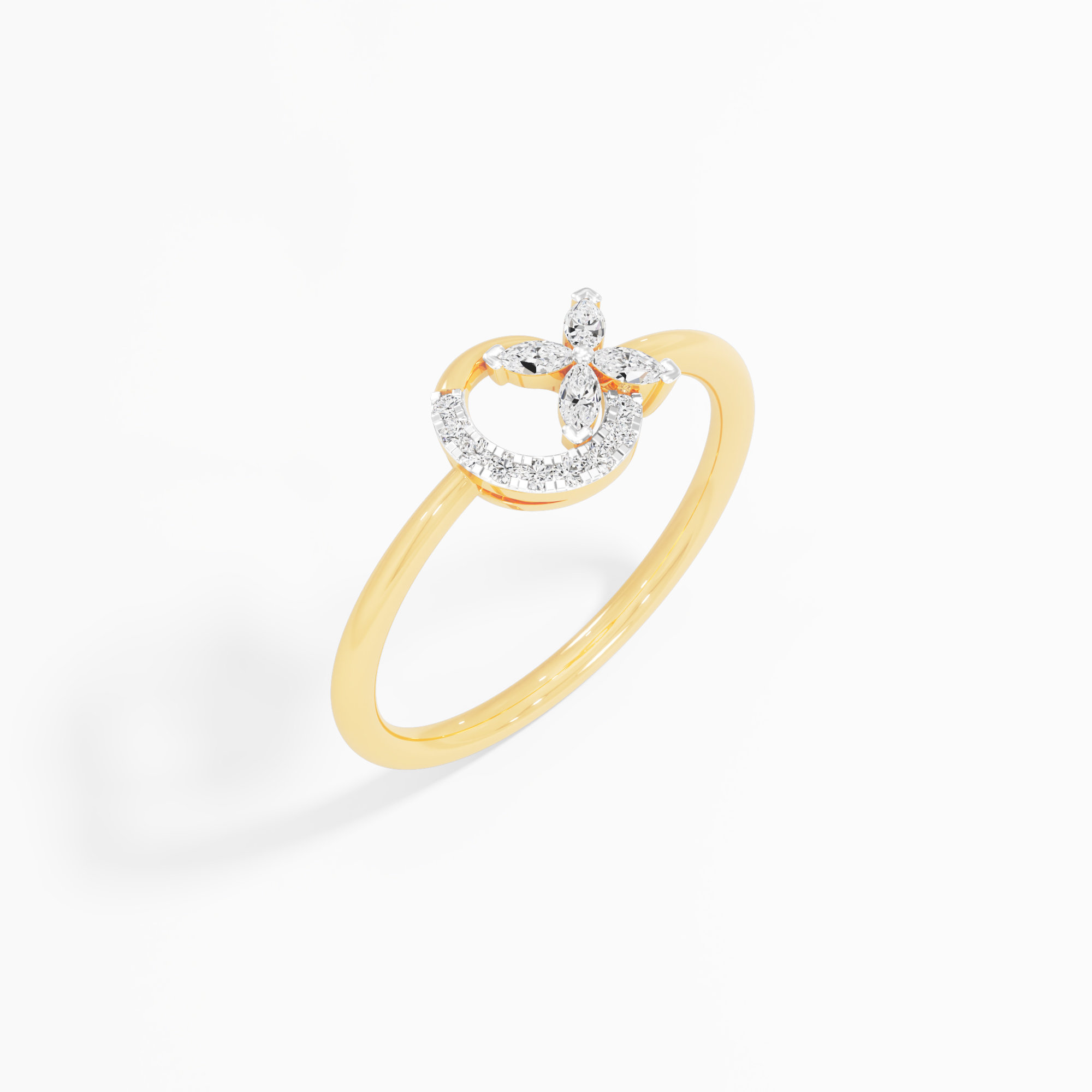 Moonlit Petal Marquise Diamond Ring in 9KT Yellow Gold (Diamond Quality: FG-VVS VS)