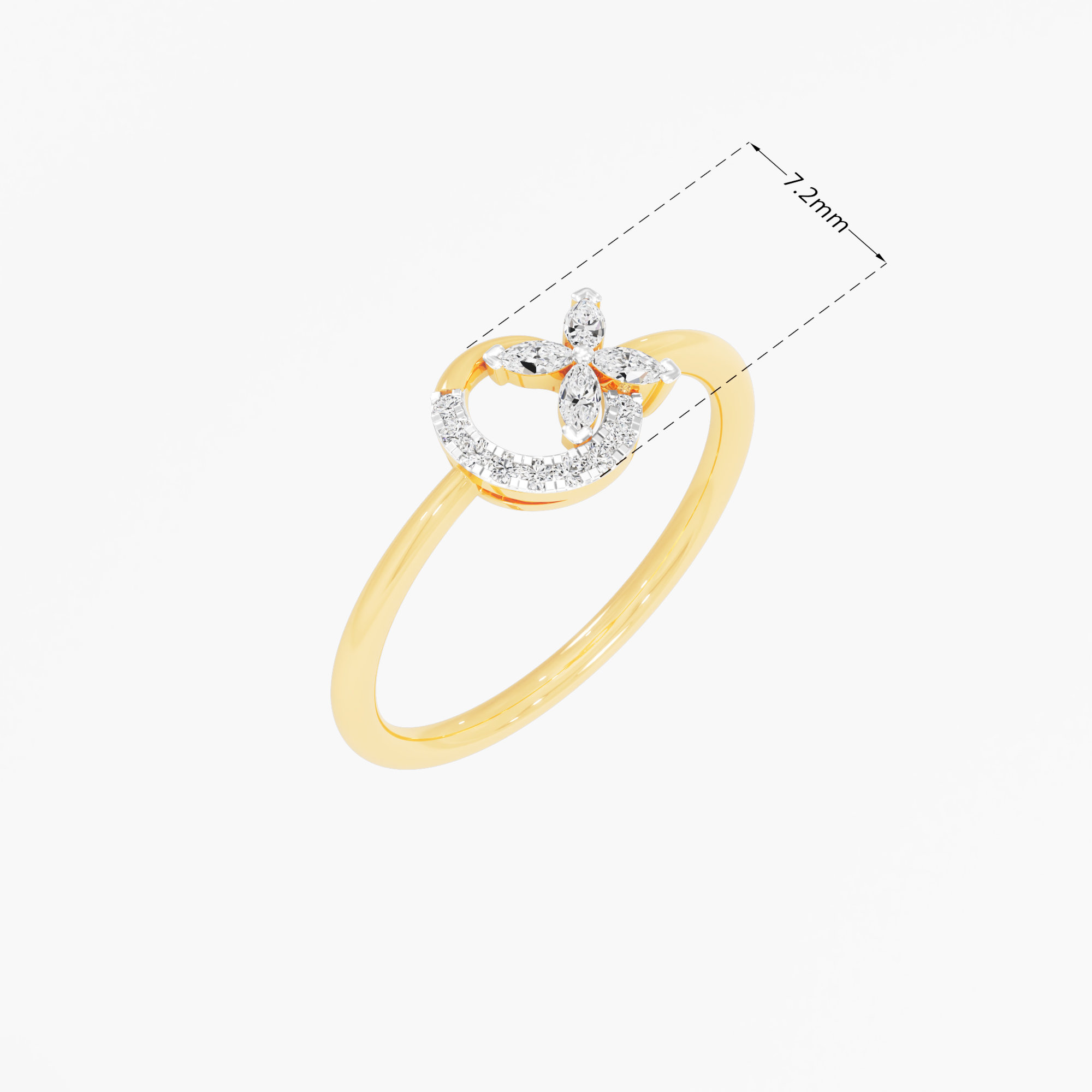 Moonlit Petal Marquise Diamond Ring in 9KT Yellow Gold (Diamond Quality: FG-VVS VS)