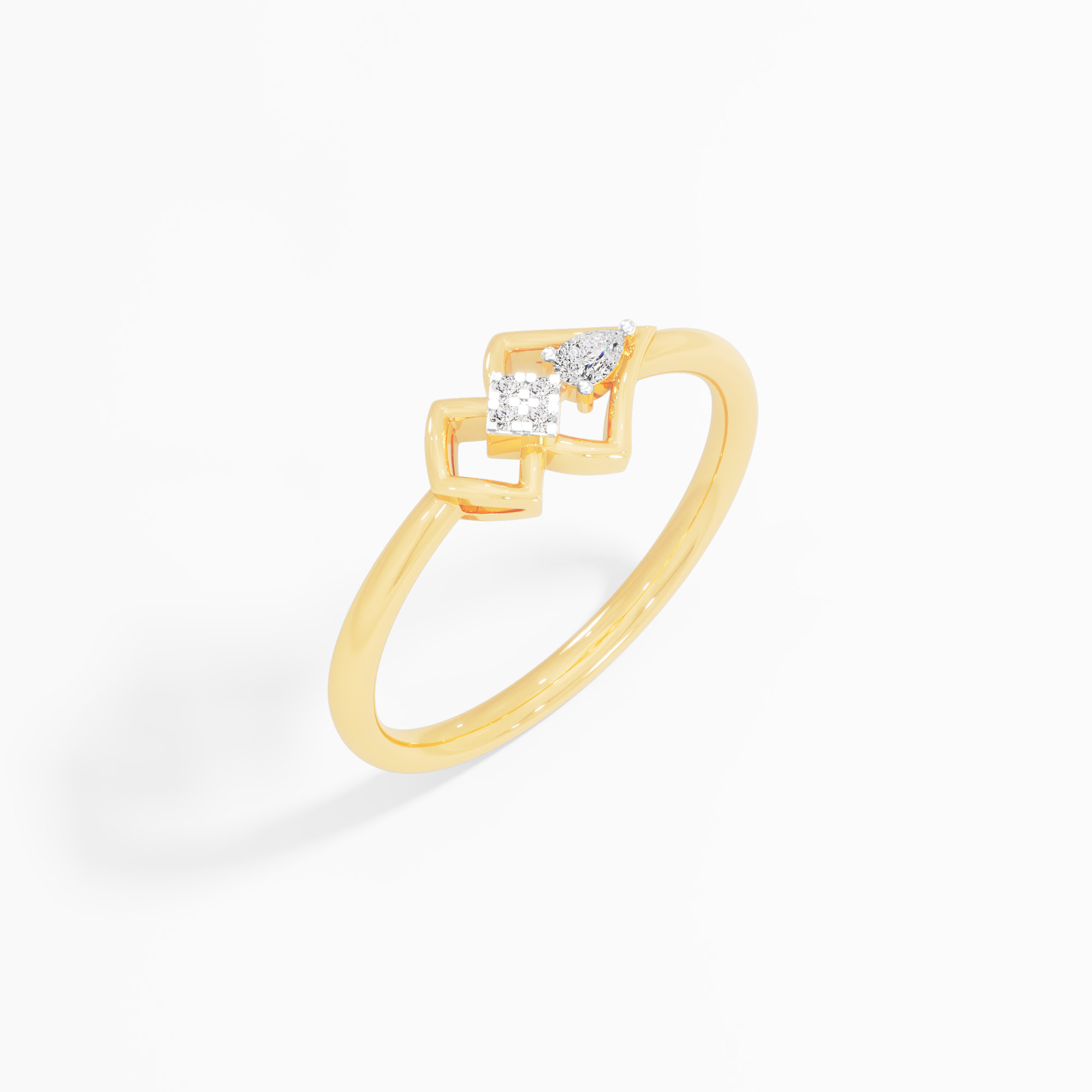 Geometric Harmony Diamond Ring in 9KT Yellow Gold (Diamond Quality: FG-VVS VS)