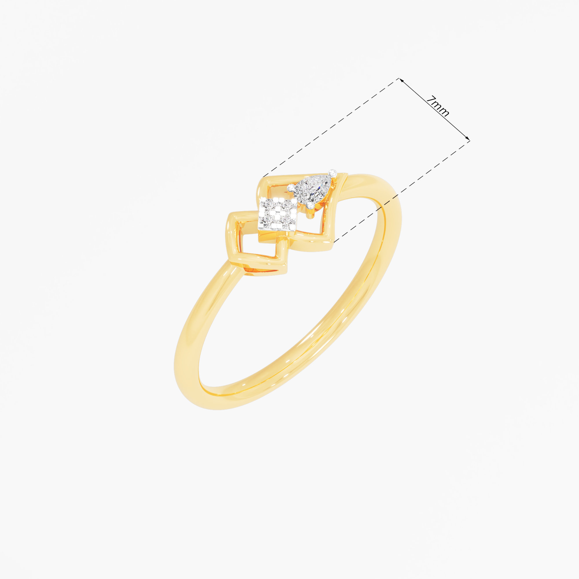 Geometric Harmony Diamond Ring in 9KT Yellow Gold (Diamond Quality: FG-VVS VS)