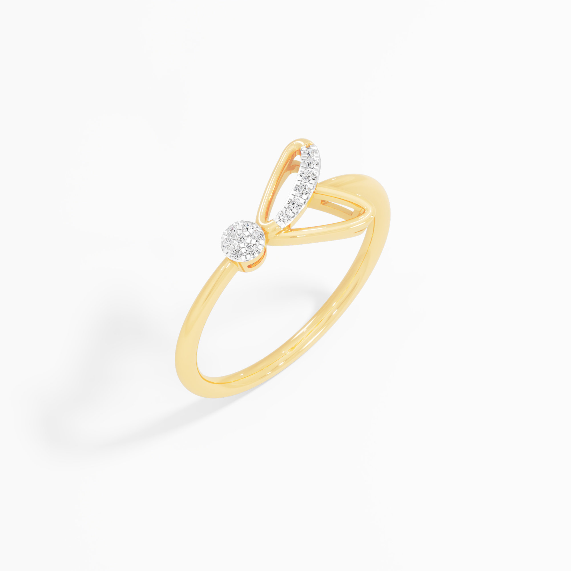 Winged Sparkle Diamond Ring in 9KT Yellow Gold (Diamond Quality: FG-VVS VS)