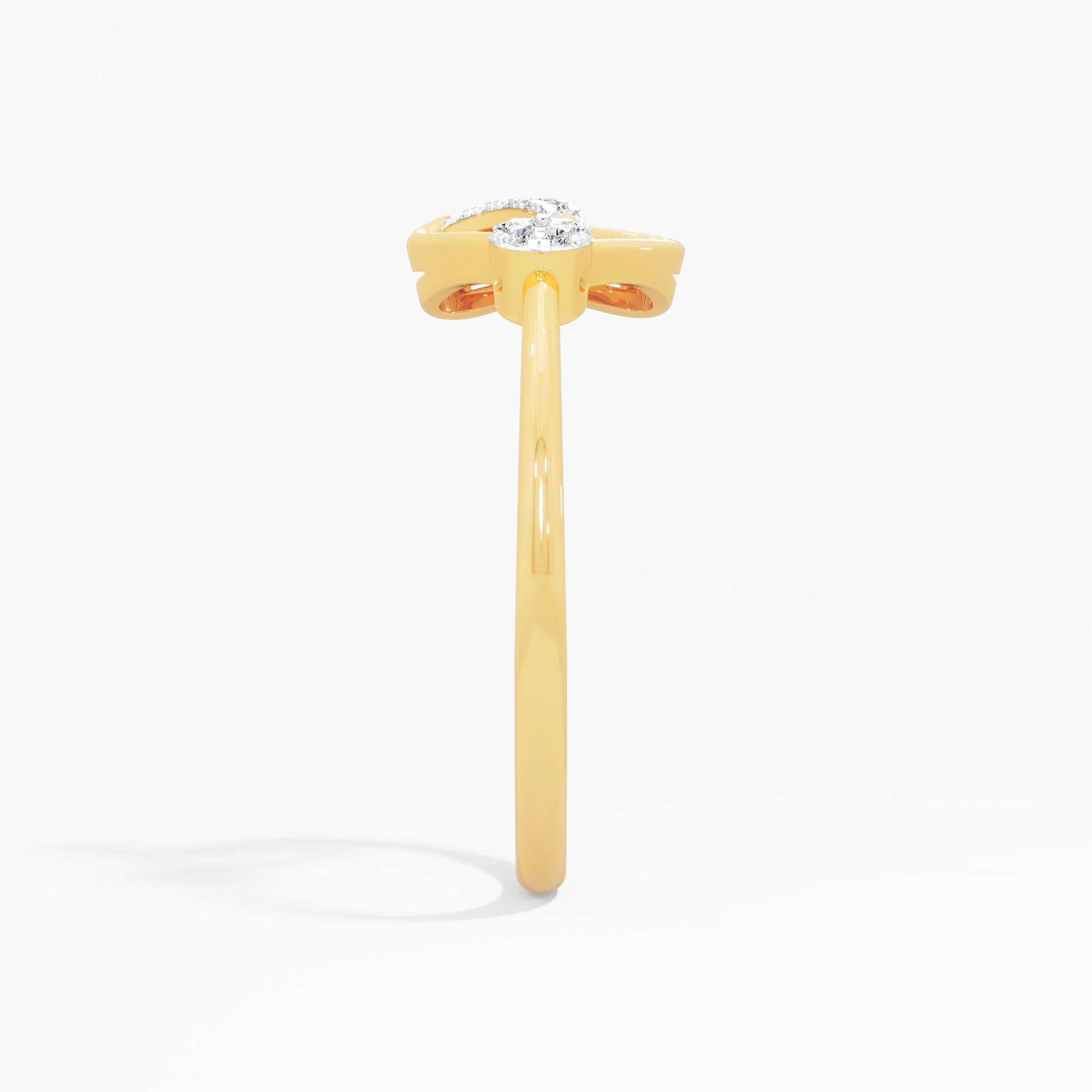 Winged Sparkle Diamond Ring in 9KT Yellow Gold (Diamond Quality: FG-VVS VS)