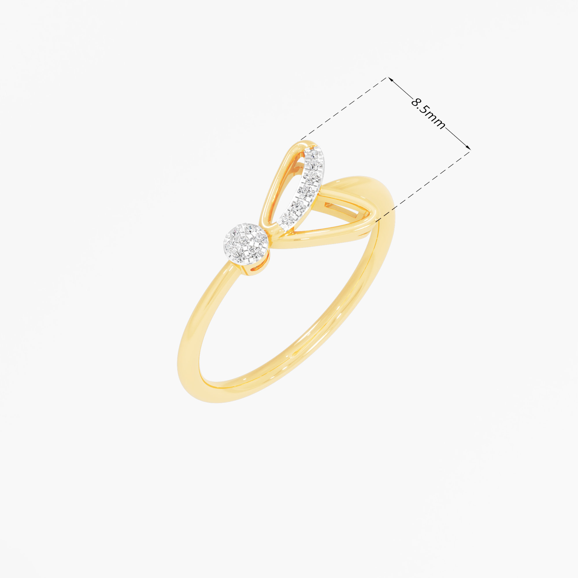 Winged Sparkle Diamond Ring in 9KT Yellow Gold (Diamond Quality: FG-VVS VS)
