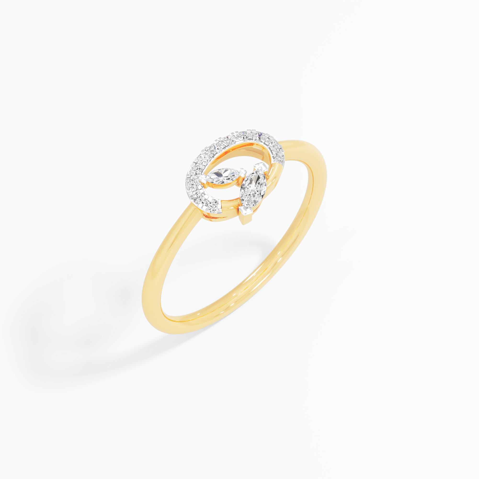 Lyrical Leaf Diamond Ring in 9KT Yellow Gold (Diamond Quality: FG-VVS VS)
