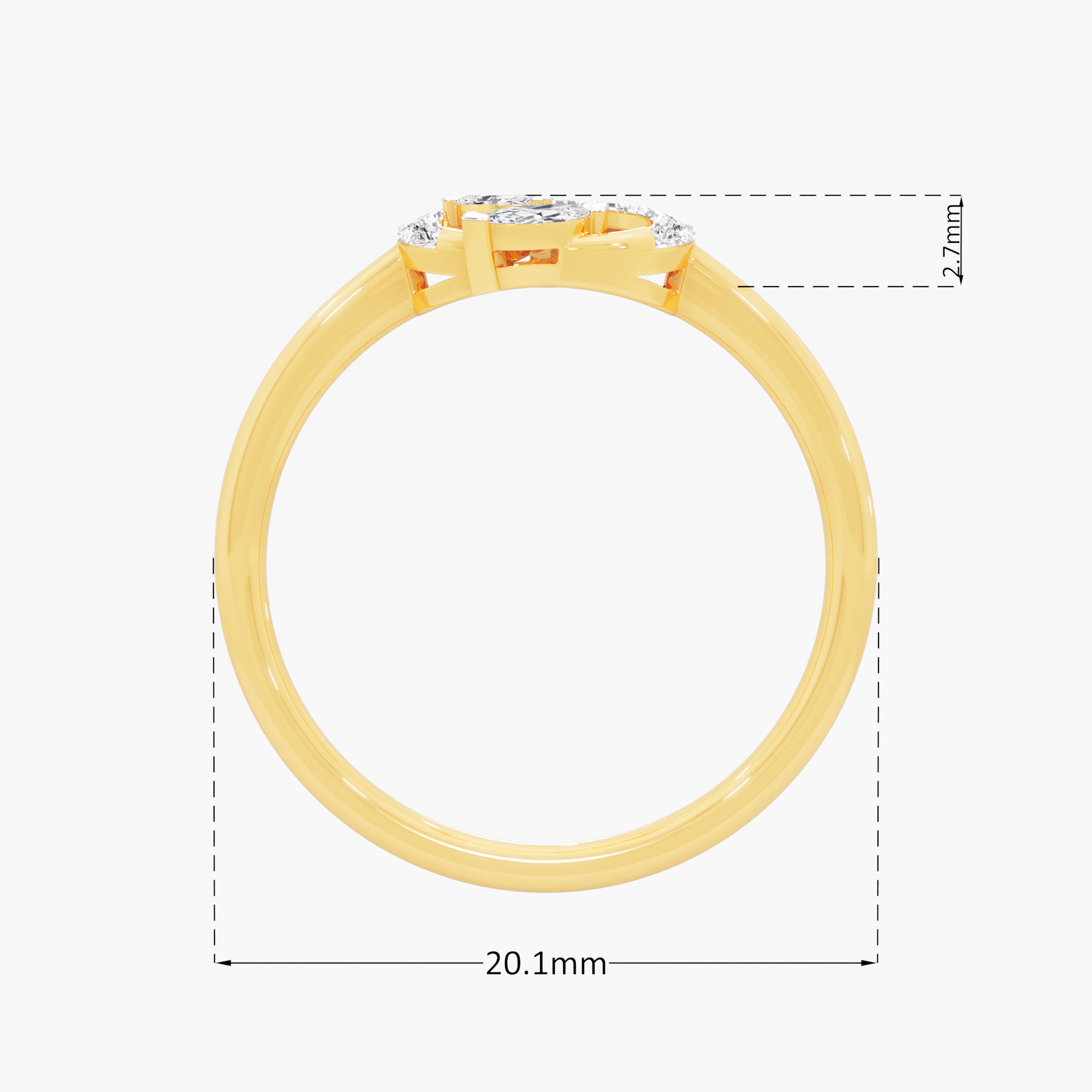 Lyrical Leaf Diamond Ring in 9KT Yellow Gold (Diamond Quality: FG-VVS VS)