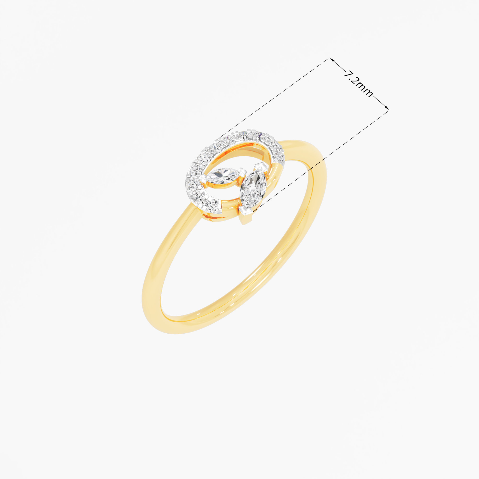 Lyrical Leaf Diamond Ring in 9KT Yellow Gold (Diamond Quality: FG-VVS VS)