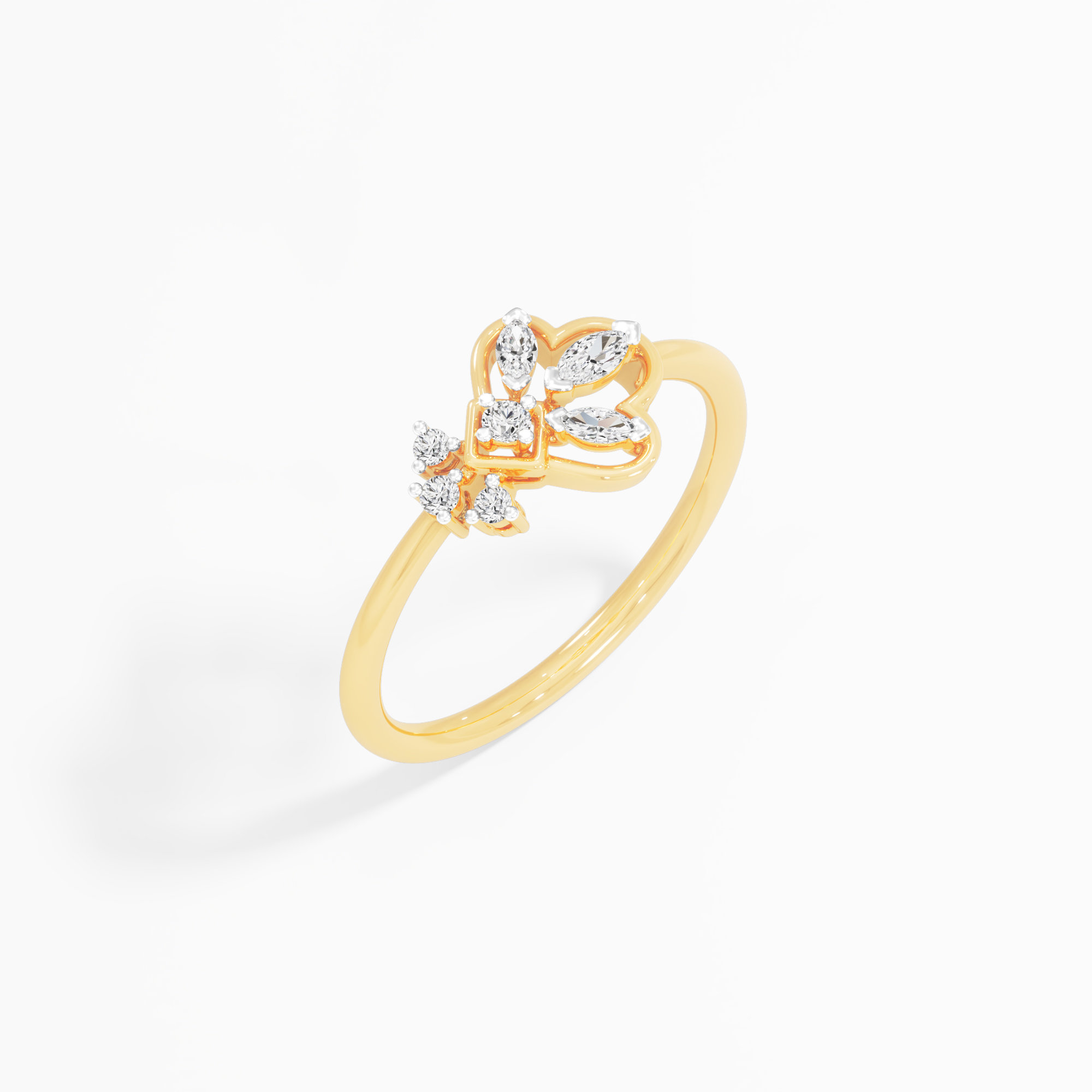 Glimmering Blossom Diamond Ring in 9KT Yellow Gold (Diamond Quality: FG-VVS VS)