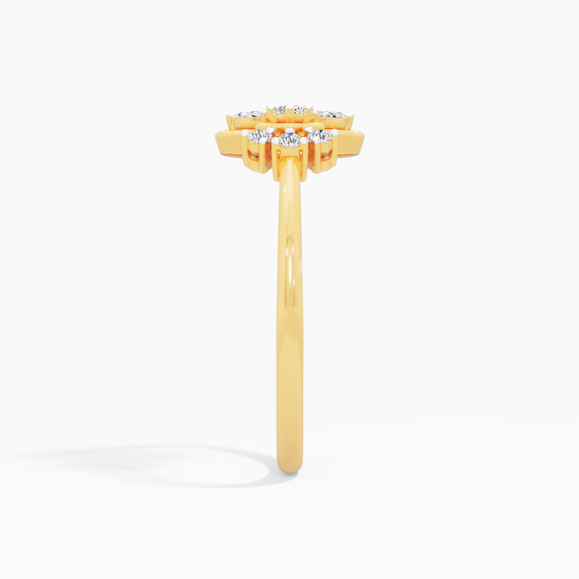 Glimmering Blossom Diamond Ring in 9KT Yellow Gold (Diamond Quality: FG-VVS VS)